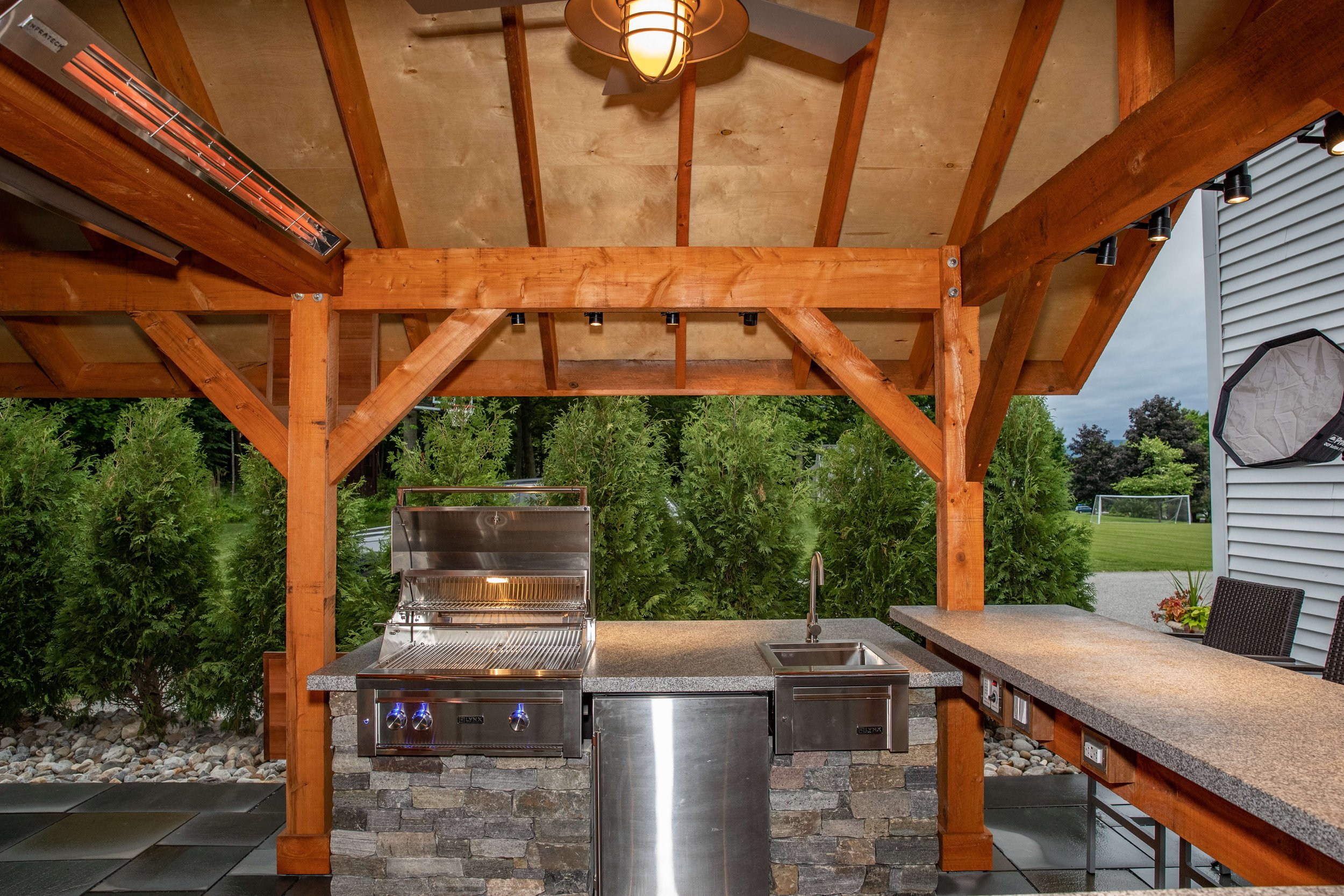 outdoor grill  and sink designed by vt landscape architect 