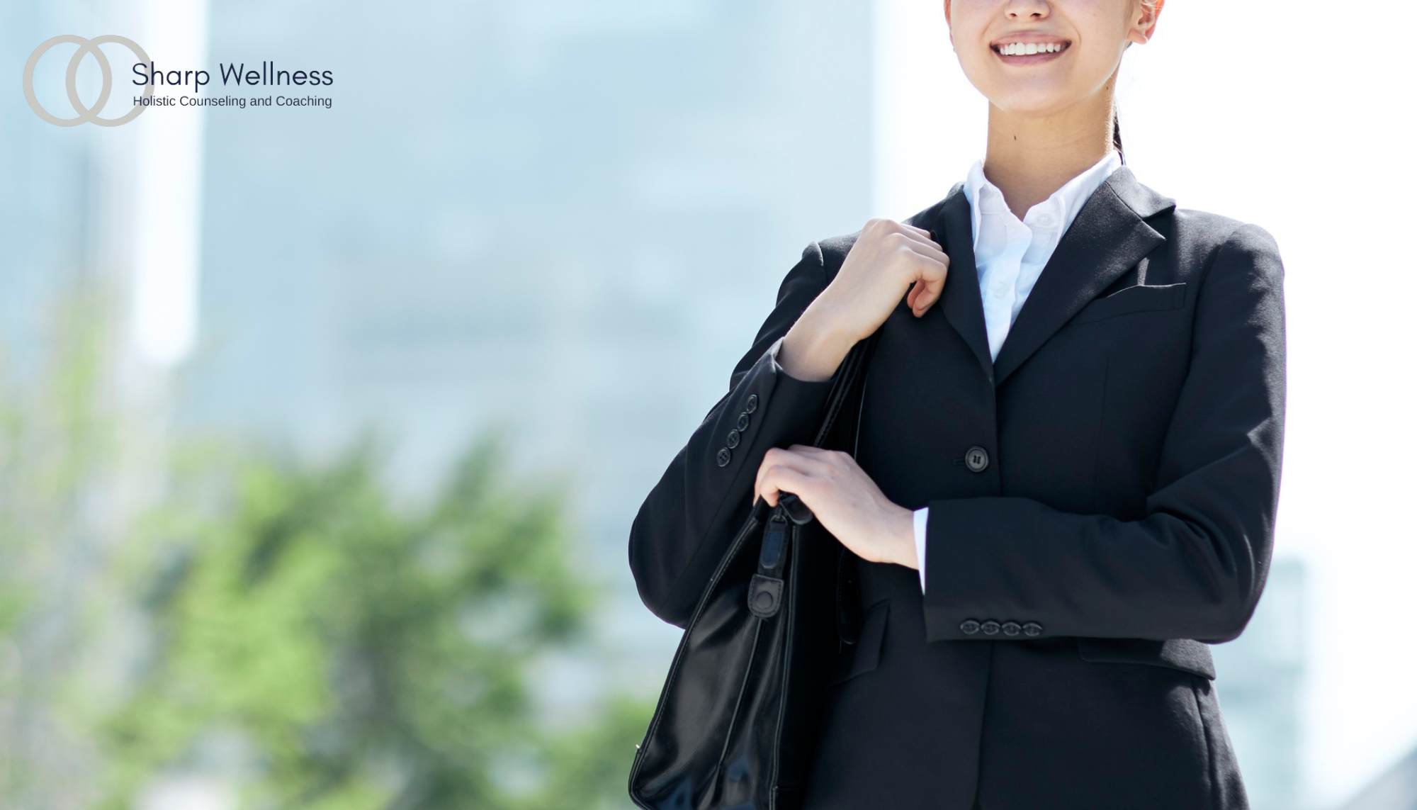 Professional woman in business attire carrying a work bag, representing career change, professional growth, and exploring a new career path.