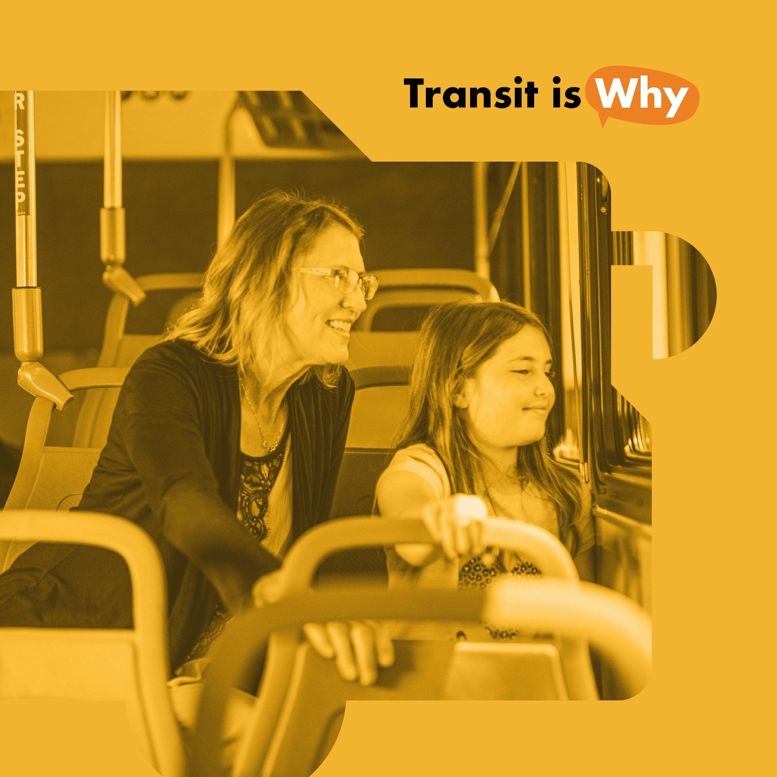 Woman and child looking out bus window