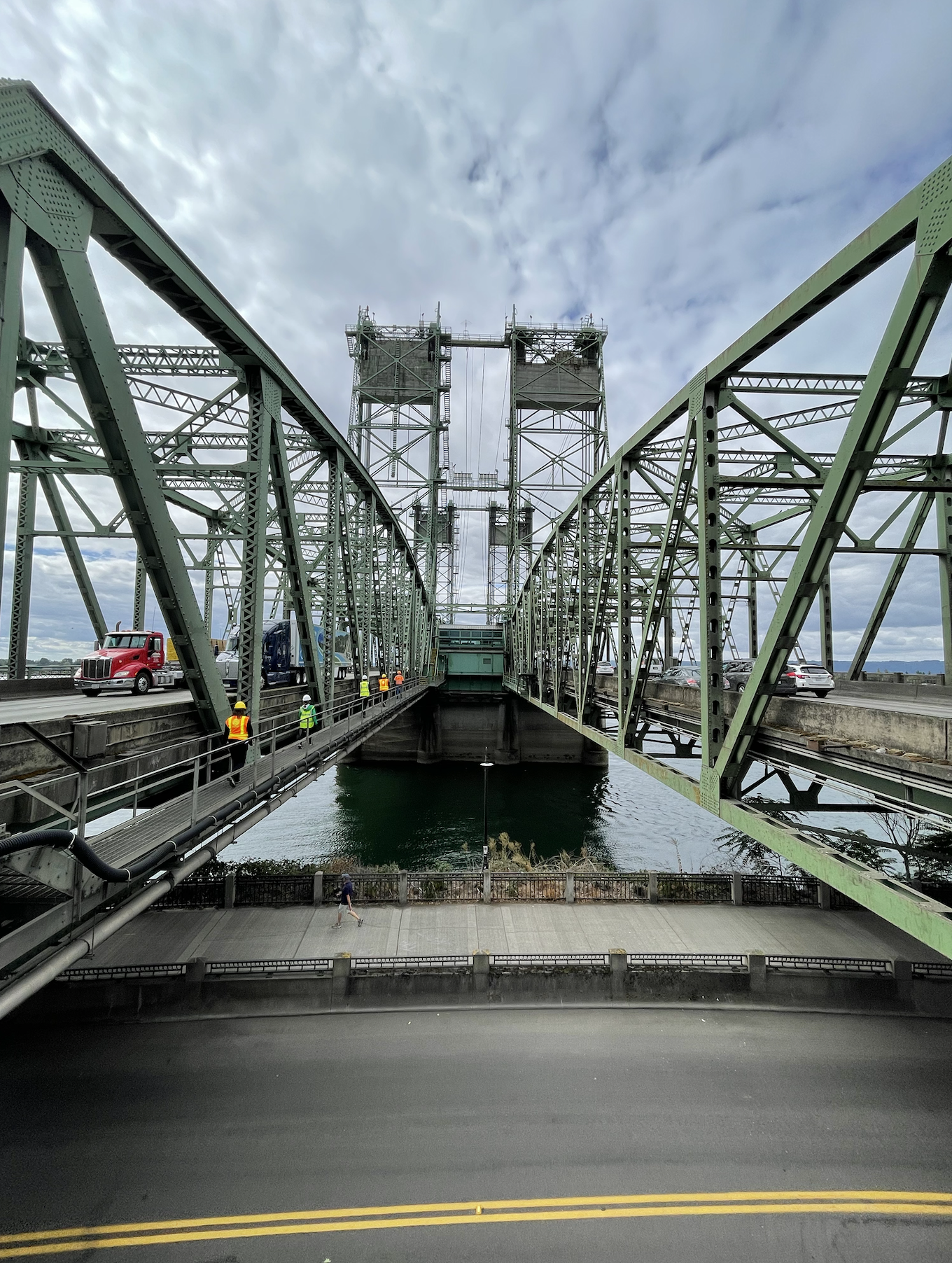 The Interstate Bridge is shown between the spans