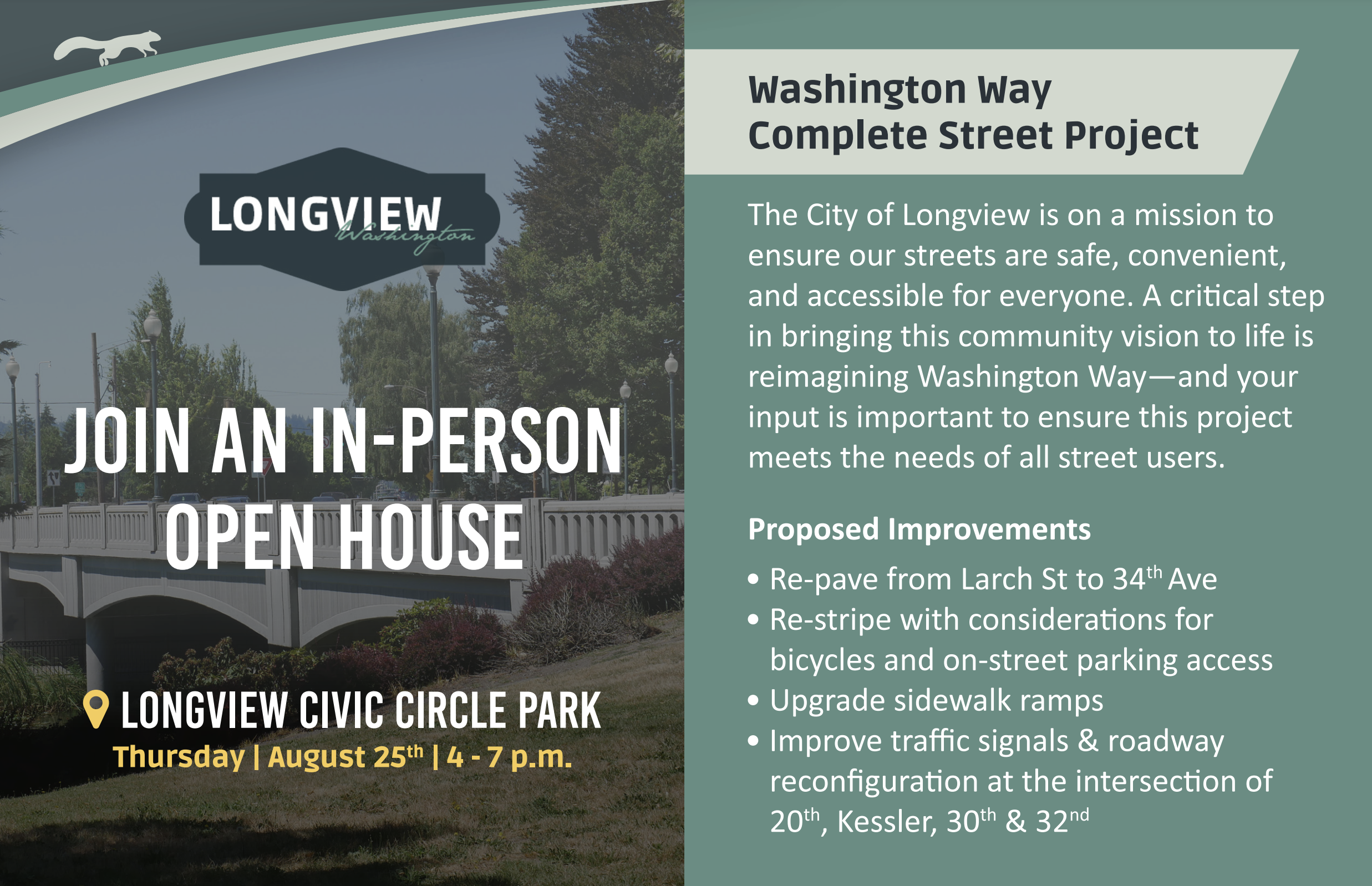 A graphic shows a mailer for an open house