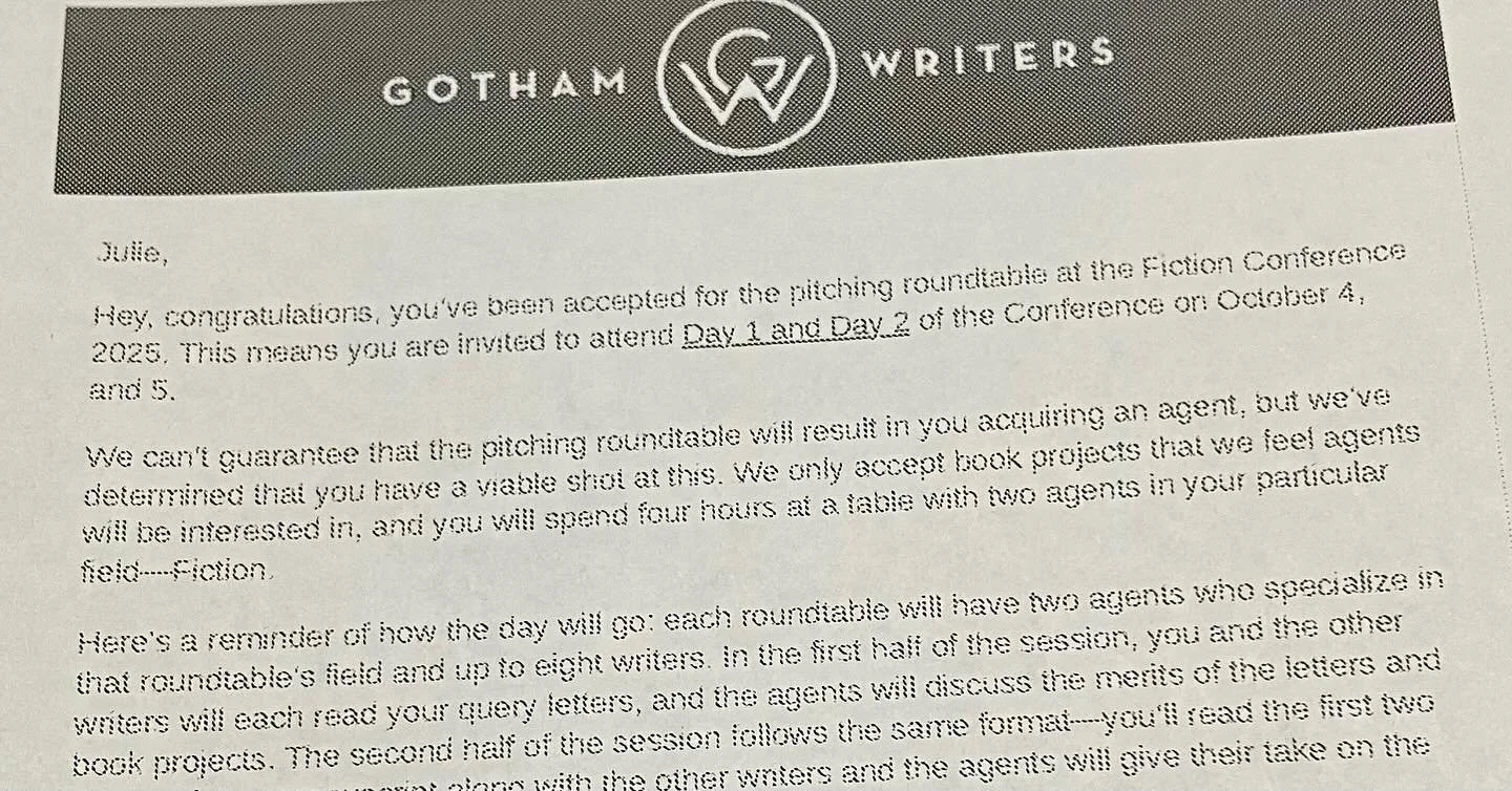 Here&rsquo;s my first BIG book news! After applying to the @gothamwriters conference, I am being given the opportunity to pitch my novel to two literary agents in October 🤞🏻.
😁😁😁 

#thenightofthewhales #writer #writers #writersofinstagram #novel