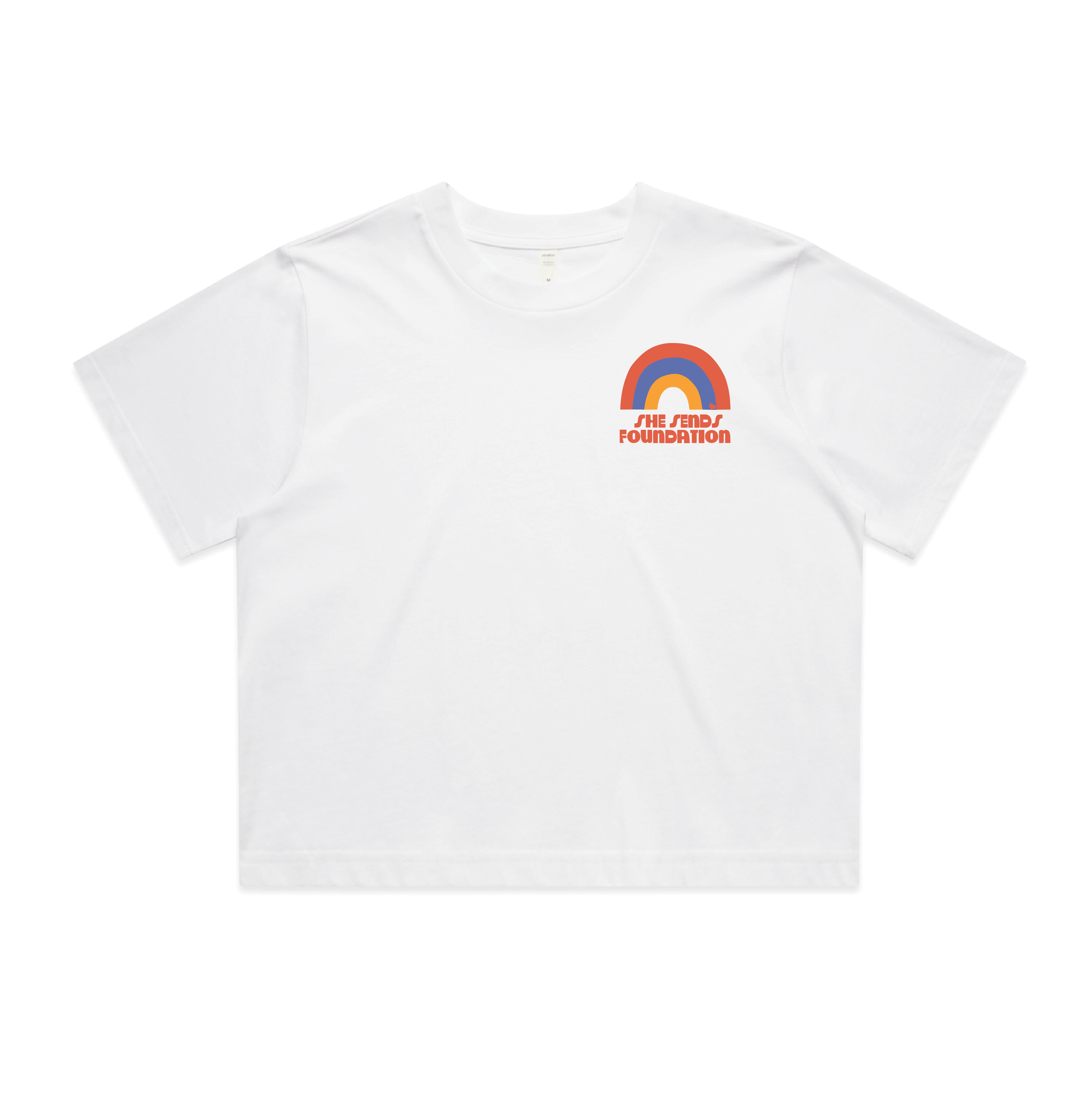 rainbow crop tee womens white front.png