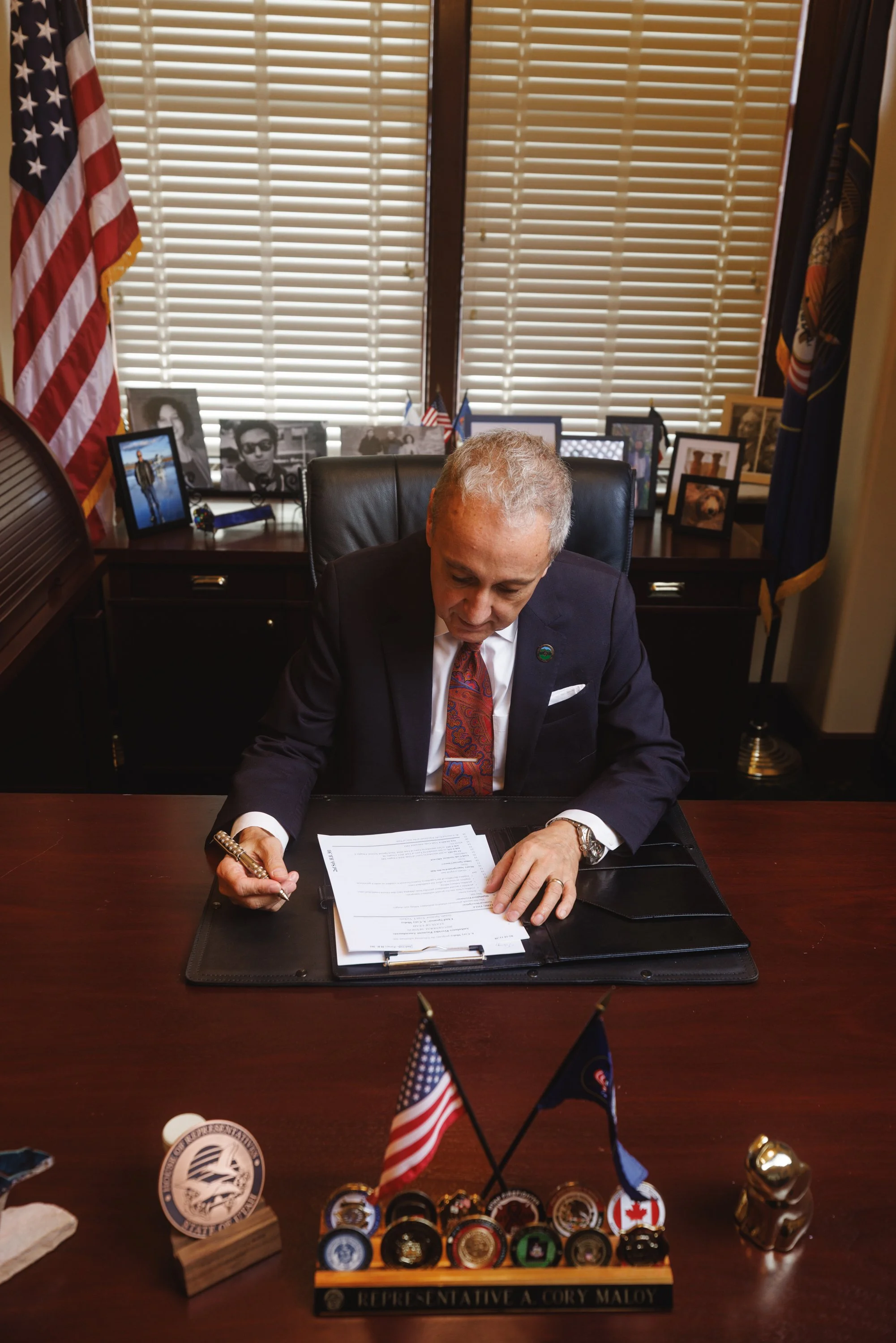 Rep. Cory Maloy reviewing a bill during the 2026 Legislative Session.