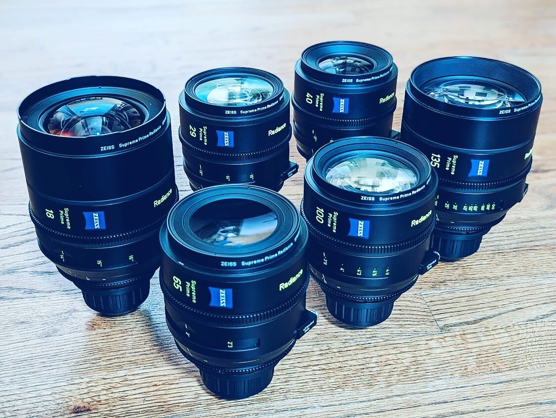 6 Lens Zeiss Supreme Radiance Full Frame Set, now avail for rental! 18/29/40/65/100/135 all @1.5! They have warmer skintones, cooler shadows, and smoother focus rolloff than stock Supremes. The partially uncoated elements create more interesting &amp