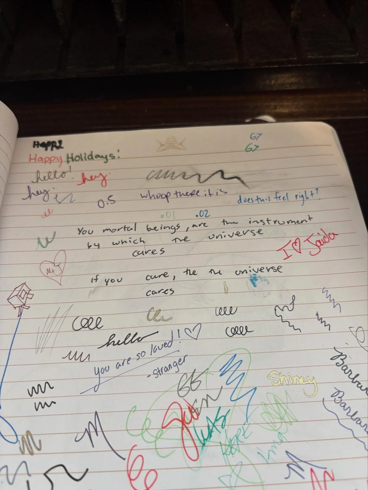 We&rsquo;re closed today, Saturday Dec 27th, to do end of year inventory. Counting pens and stickers and books is REALLY. VERY. TEDIOUS.  But your doodles in the pen testing notebook are making us happy. Just remember, you are so loved ❤️ -stranger