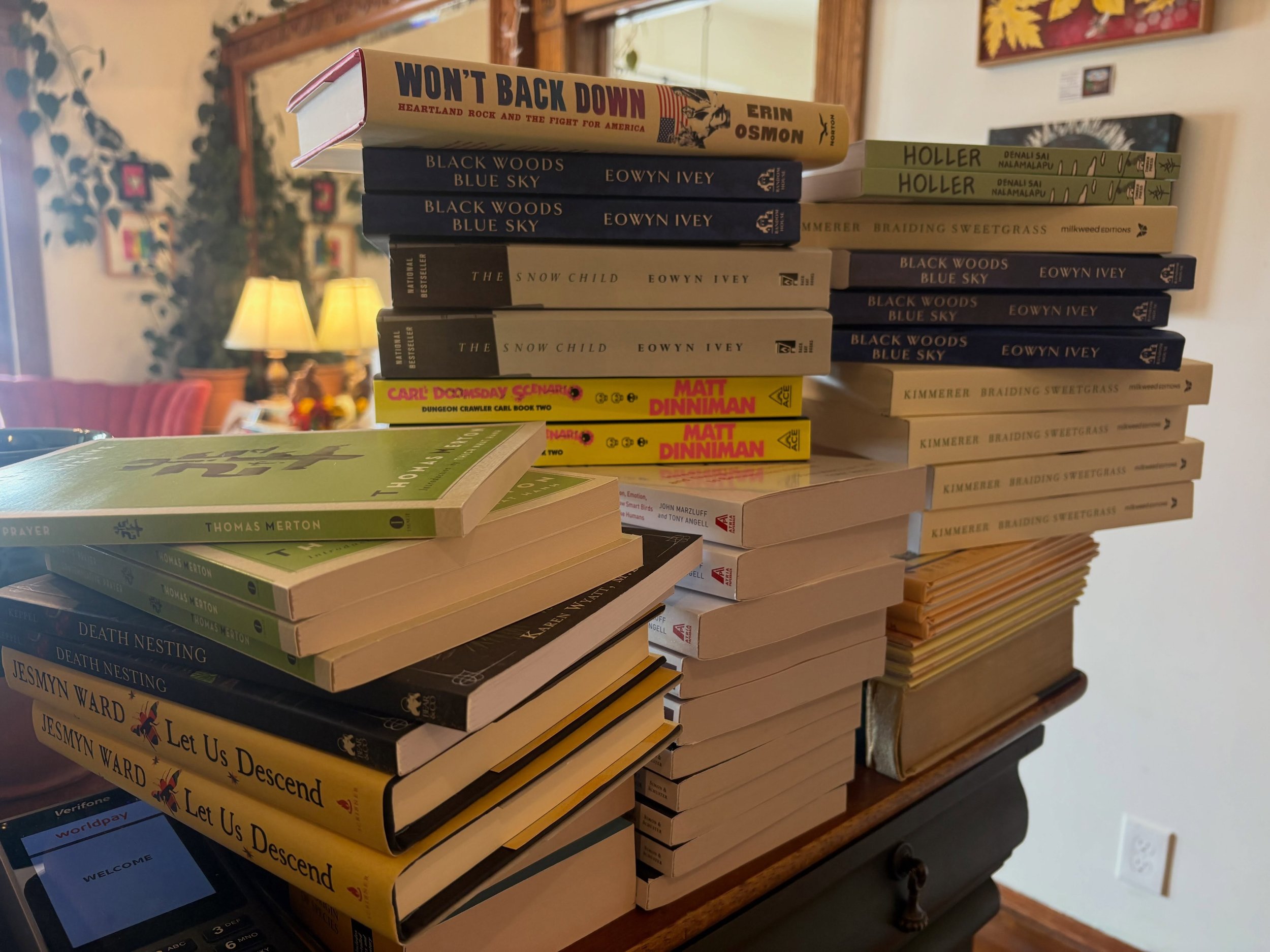 Our Big Beloved Maple Tree is being cut down today (this was not our decision) and AI threatens our peace and there are so many hard things we all face everyday. But at least there are books. Big, beautiful deliveries of stories and information at ou
