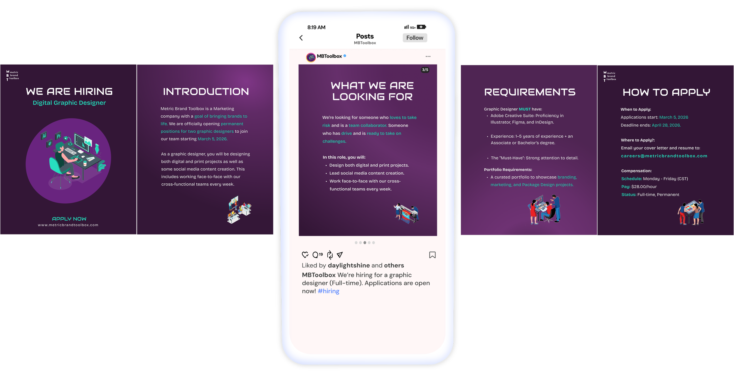 Instagram carousel that has a mobile mockup showcasing all 5 slides.