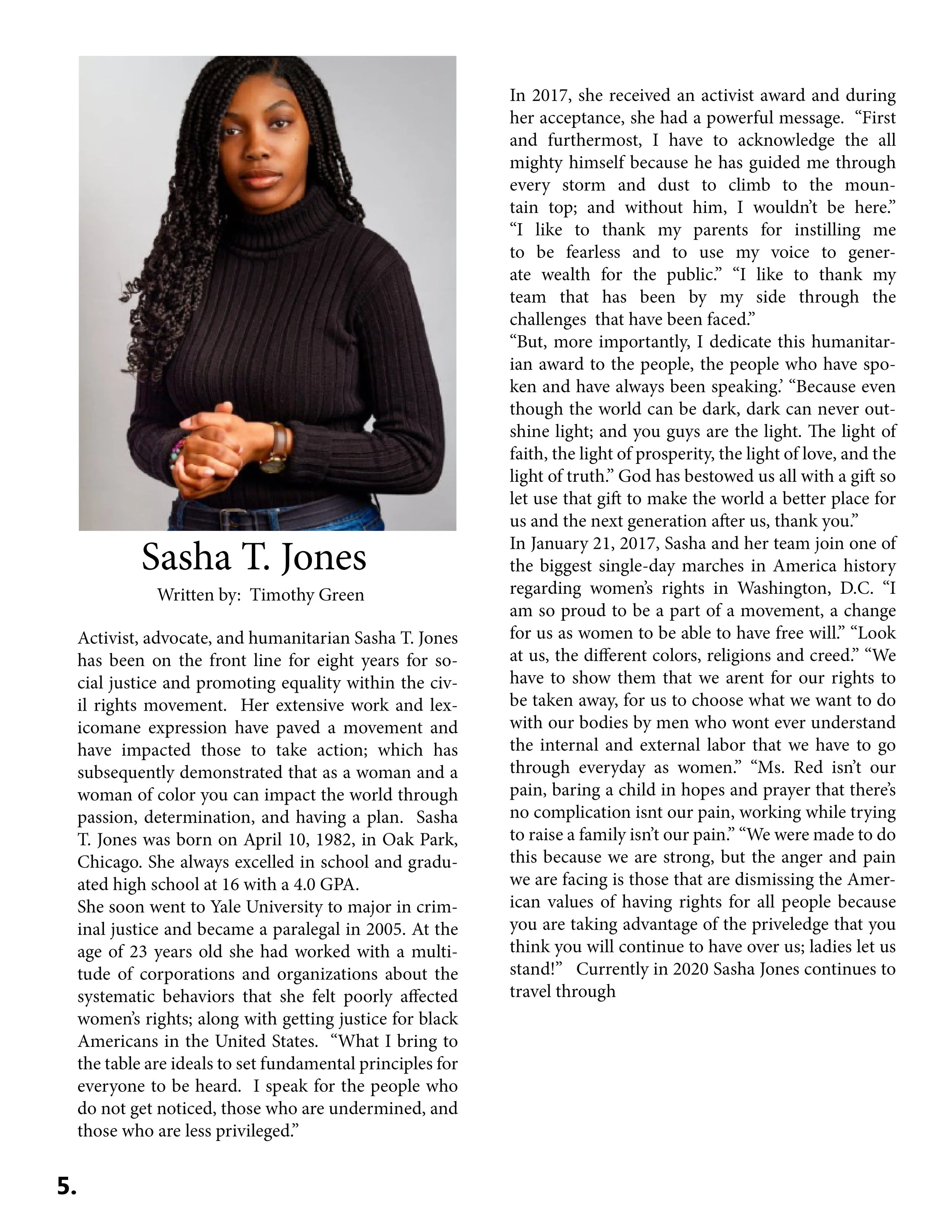 Activist Sasha T. Jones