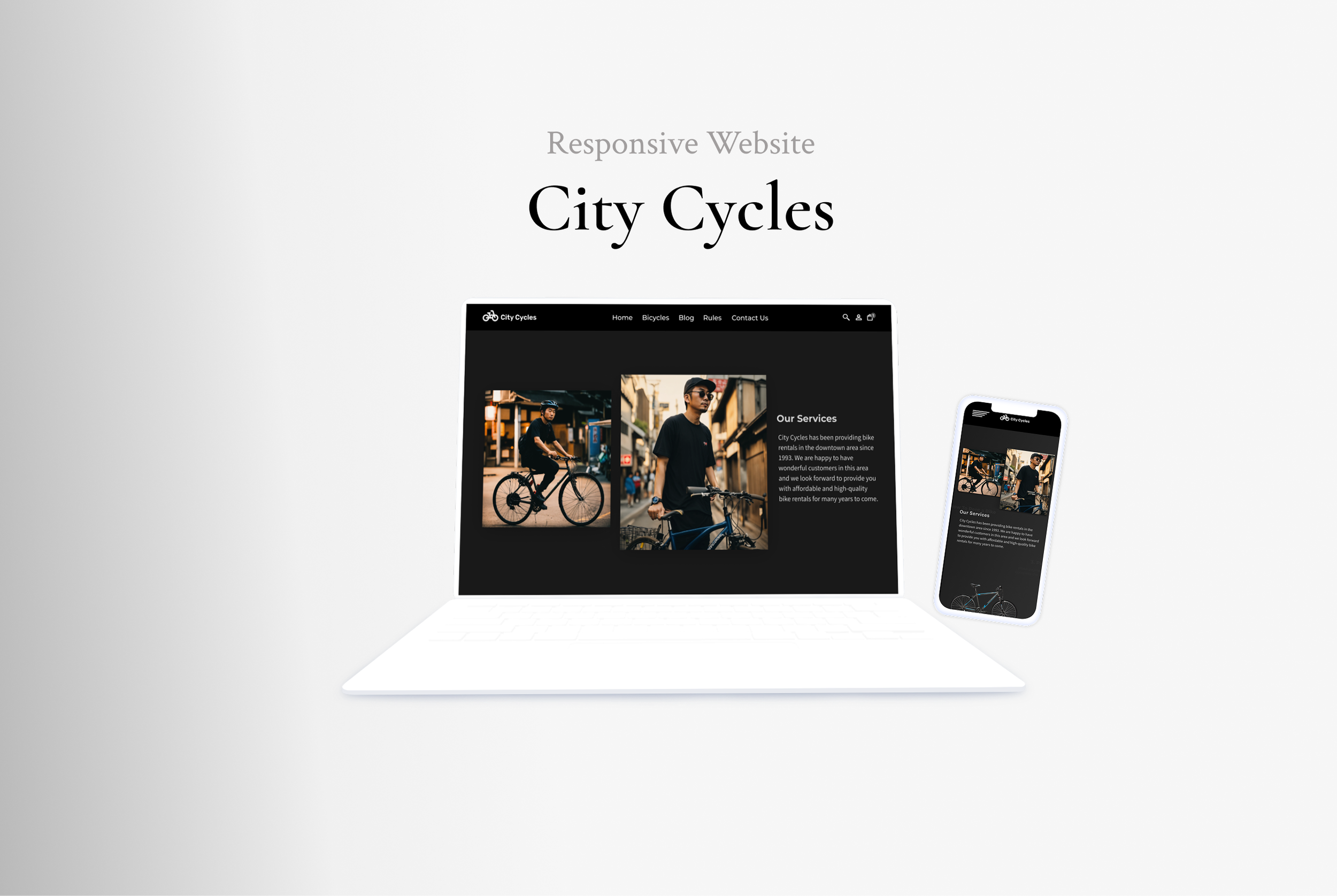 A section in the home page of City Cycles that talks about their service to their customers.