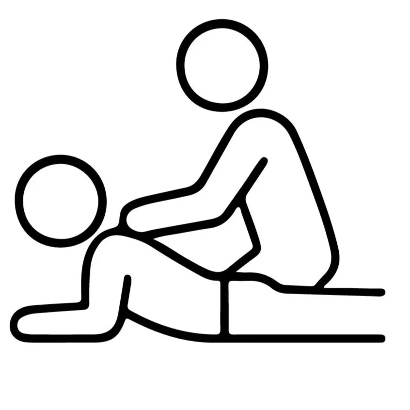Icon of figures that appear to be massaging the other figure