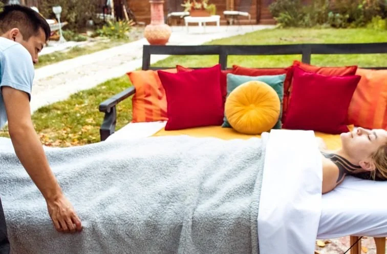 Client Laying on Massage Table