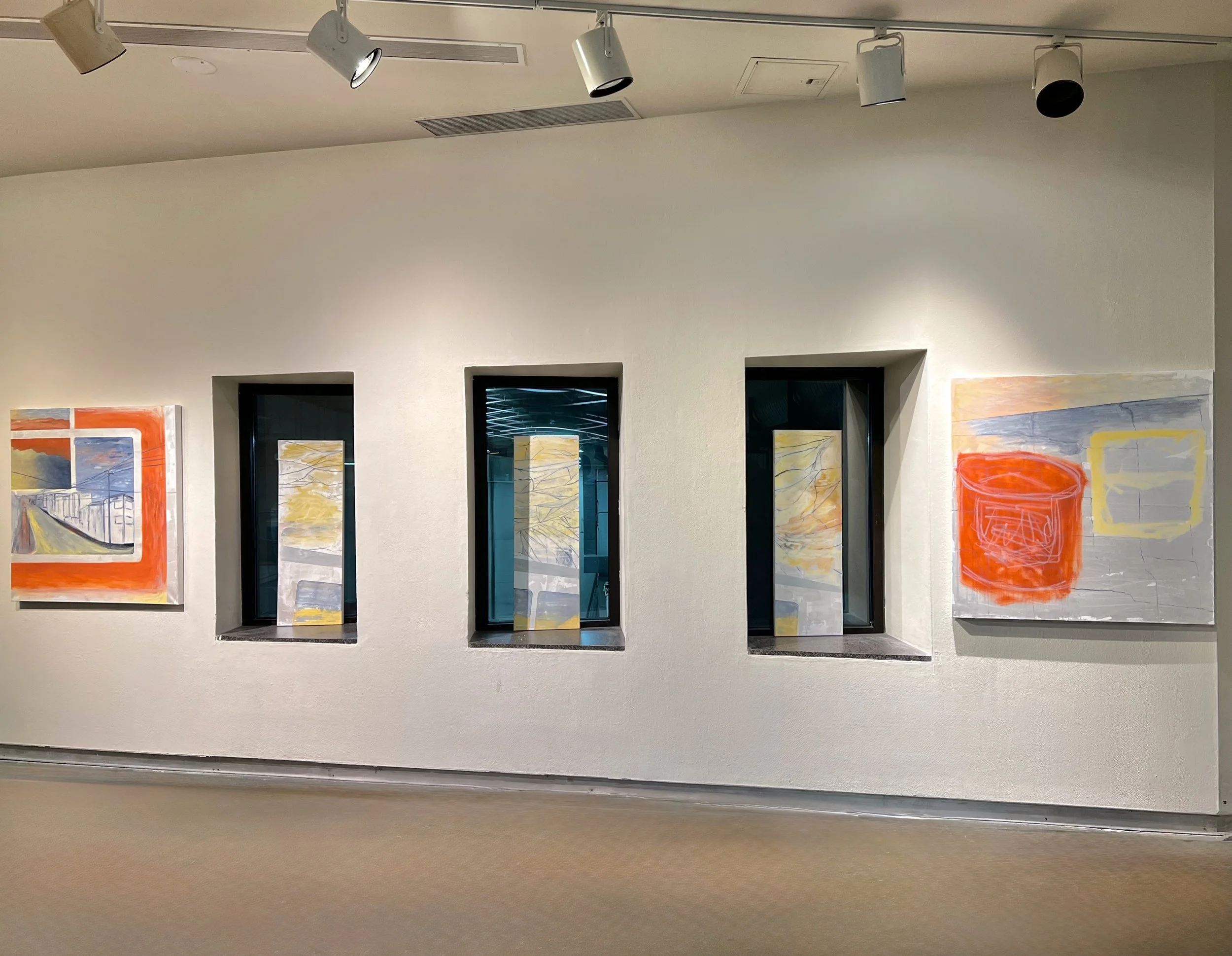 "Lines of Connection", 2023, Oil Paint and Iridescent Pigment on Canvas (17' x 3')