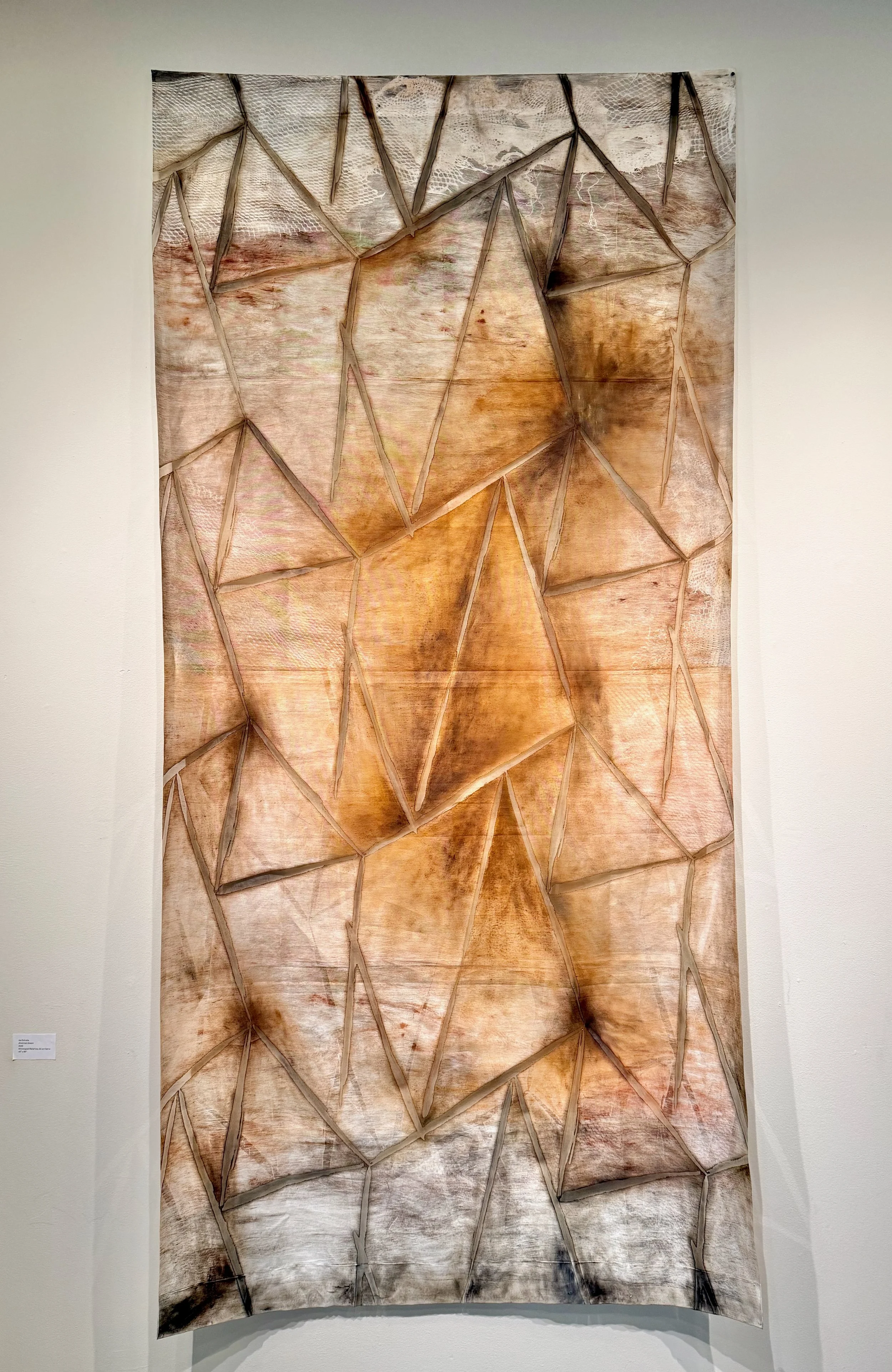 "American Dream", 2025, Monotyped Relief Ink and Oil on Fabric (40" x 86")
