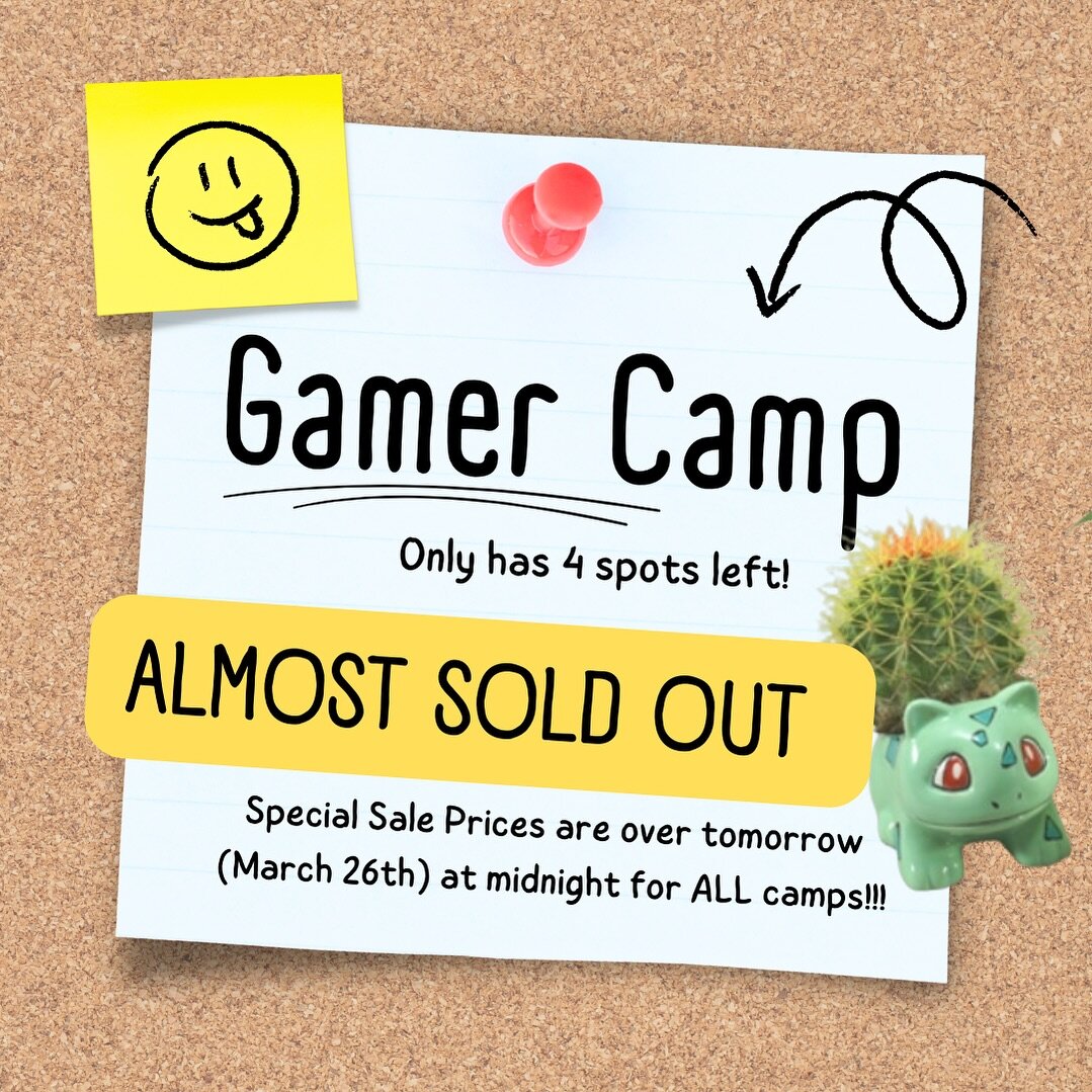 We take bets (please don&rsquo;t tell your children) on which summer camp will be first to fill up every summer- and I think I&rsquo;m going to be RIGHT! Which is so fun for me because I work with my mom 🤭 Anywho it&rsquo;s looking like Gamer Camp i