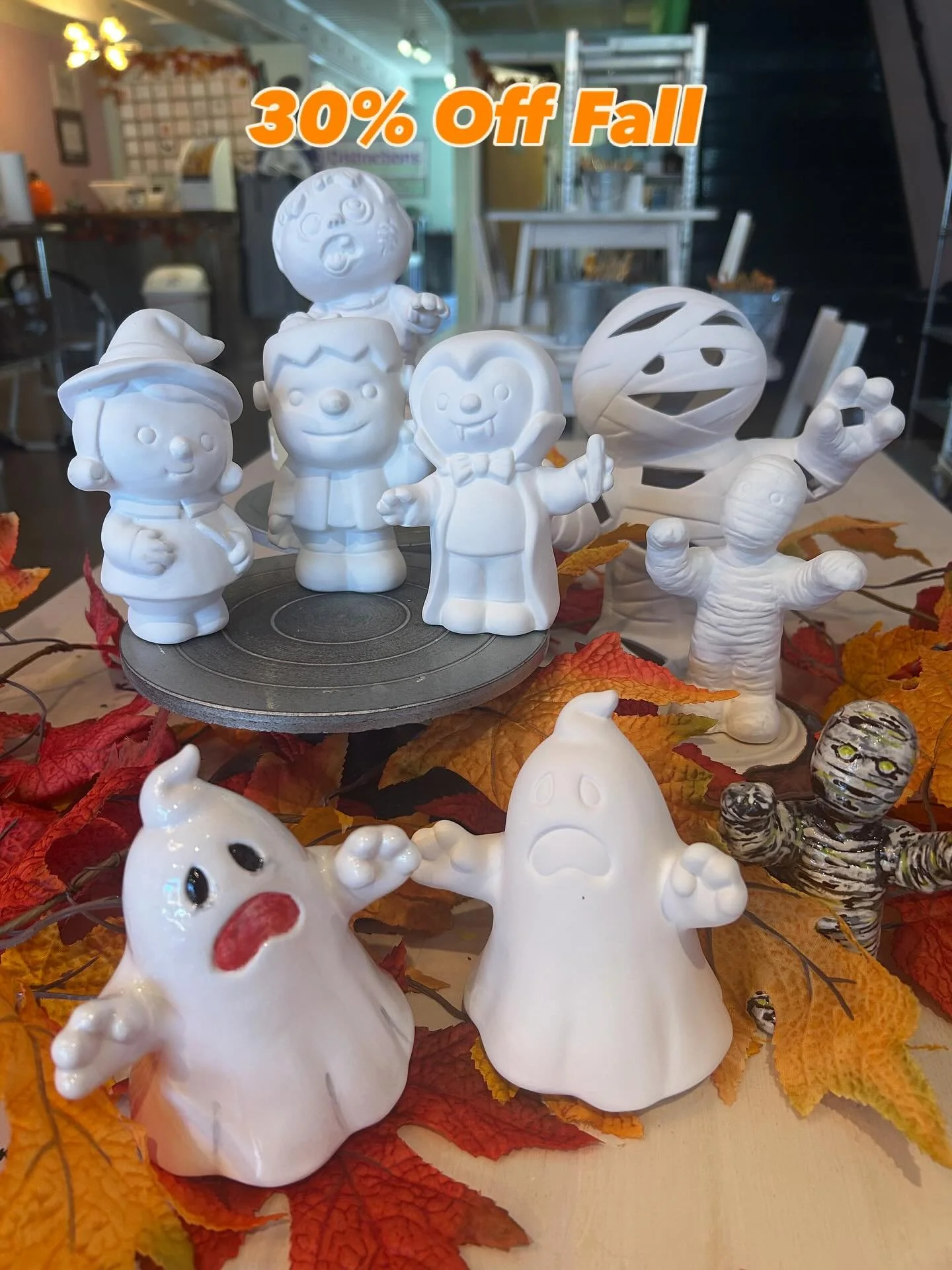Starting today until Oct. 31 or until gone on all fall items! Happy Autumn Days! Discounts can&rsquo;t be stacked. #fall #greensboro #autmn #highpoint #winstonsalem #oakridge #ceramics #distractionsartstudio
