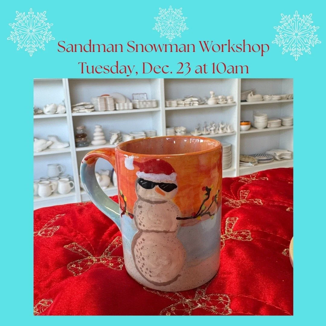 Warm up island-style! Paint a Christmas Snowman Mug with a sunny twist&mdash;as a sandy, beach-bum Sandman! This all-inclusive class takes place Tuesday, Dec. 23 at 10am and makes the perfect Island Christmas souvenir.

Great for ages 13+. Register t