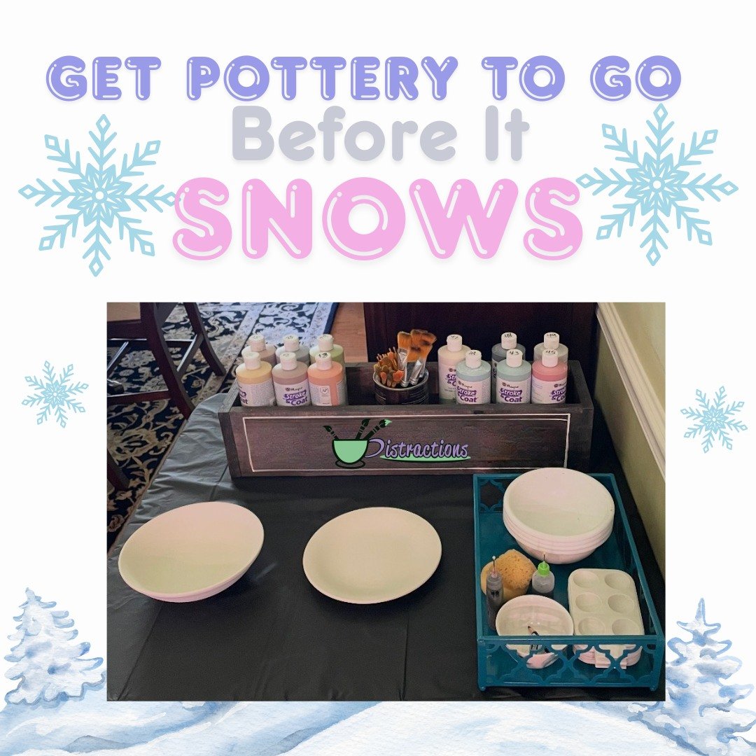 ❄️ Snowstorm plans? We&rsquo;ve got you covered&mdash;indoors.
Swing by the studio before Saturday and grab Pottery TO GO!
Choose your pottery, pick your glaze colors by the ounce, and paint cozy at home while the snow falls. 🖌️🔥
Return your master