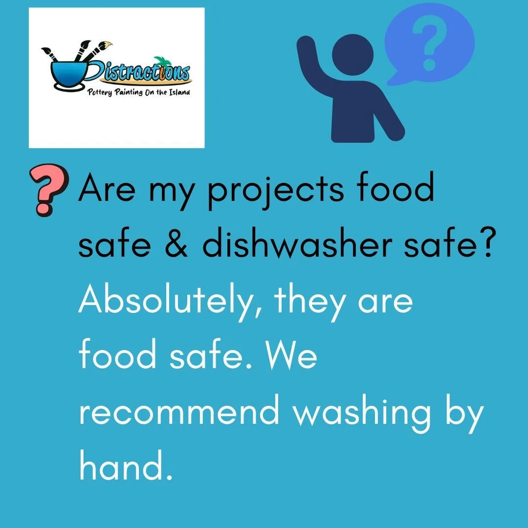 FAQs from  Distractions On The Island's customers Part 8. #faqs #beach #ami #pottery #painting