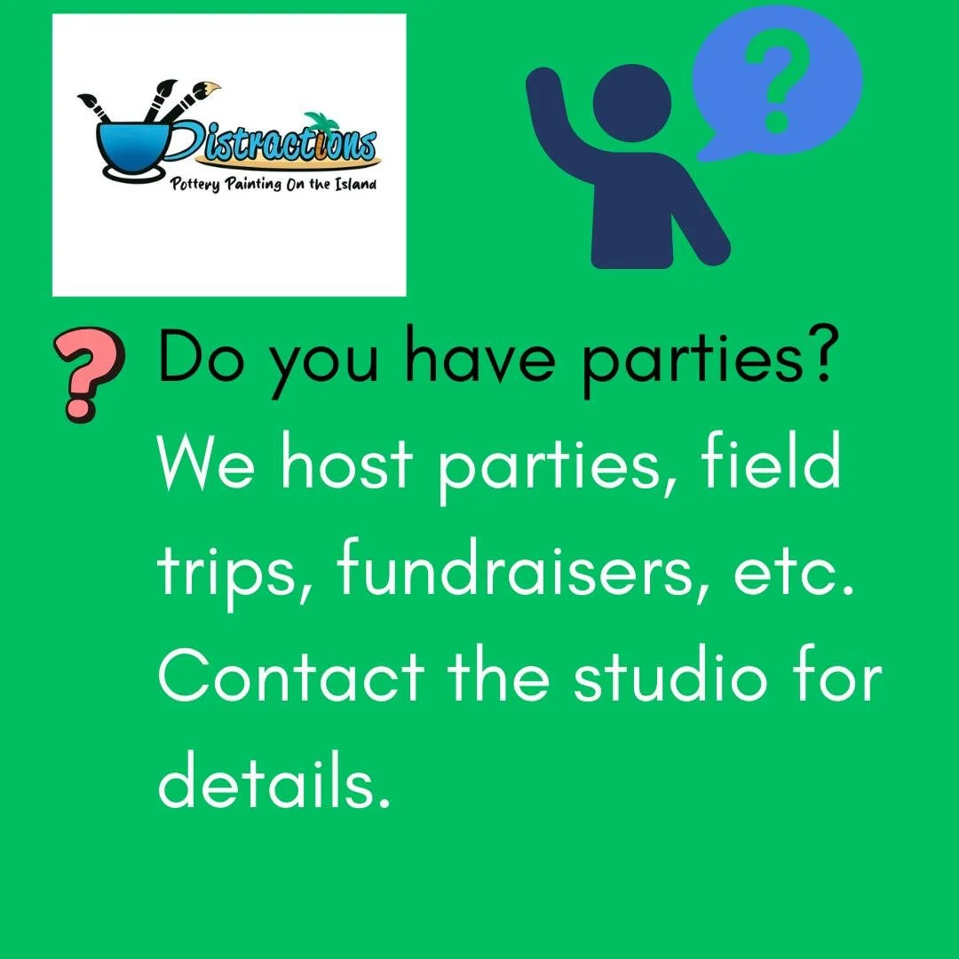 FAQs from  Distractions On The Island's customers Part 10. #faqs #beach #ami #pottery #painting