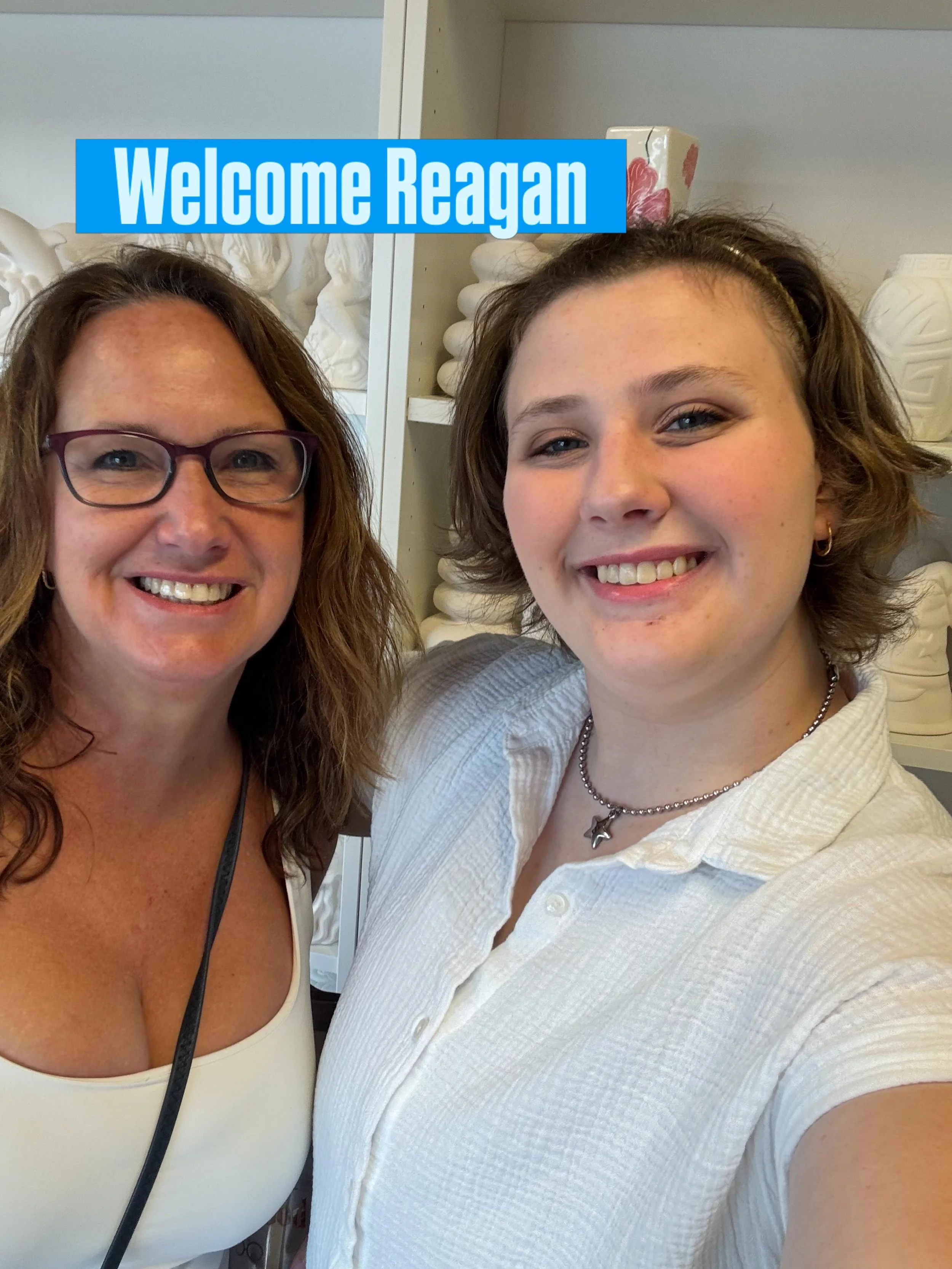 We&rsquo;re so glad to have Reagan home from university and helping in the studio this summer! #welcome #distractionsontheisland #ami #paint #pottery