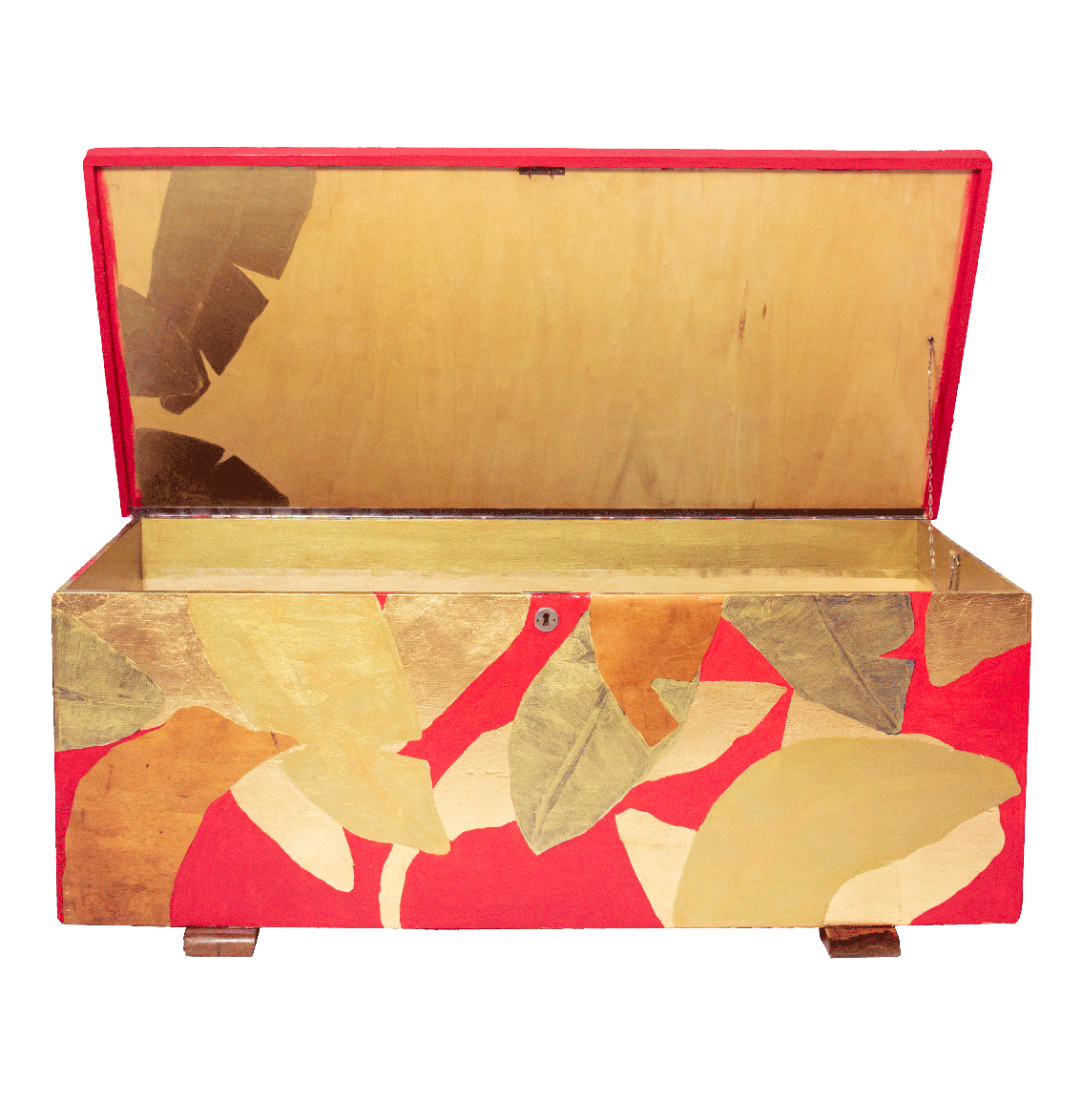 The Fauvist Chest, 2023, chalk paint, acrylic and Dutch metal gilding on vintage chest