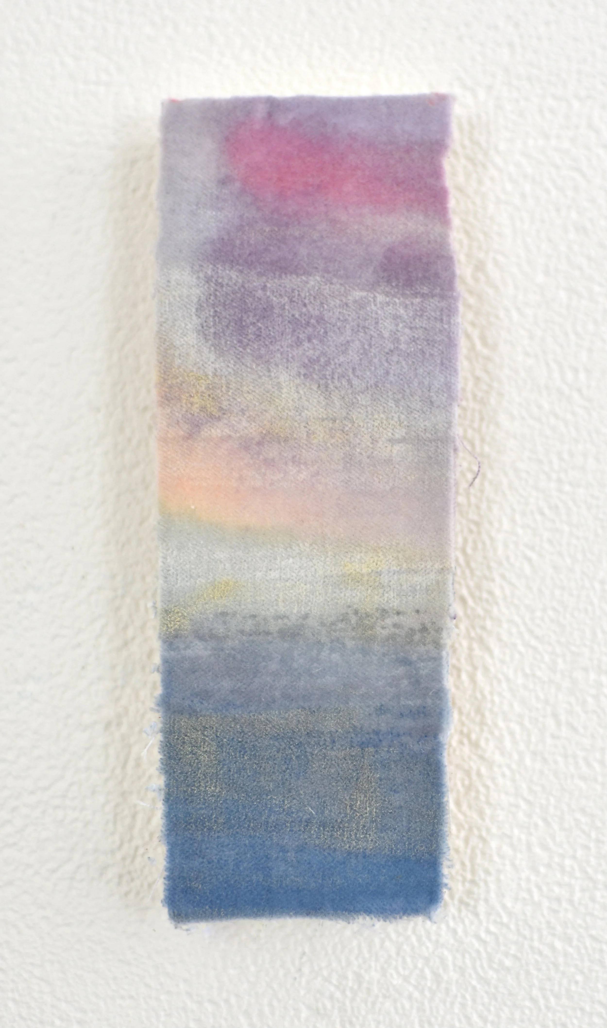 Pocket Piece VII, 2026, acrylic and oil stick on cotton velvet, mounted on waxed wood block, 15.5 x 5.2 x 1.5cm
