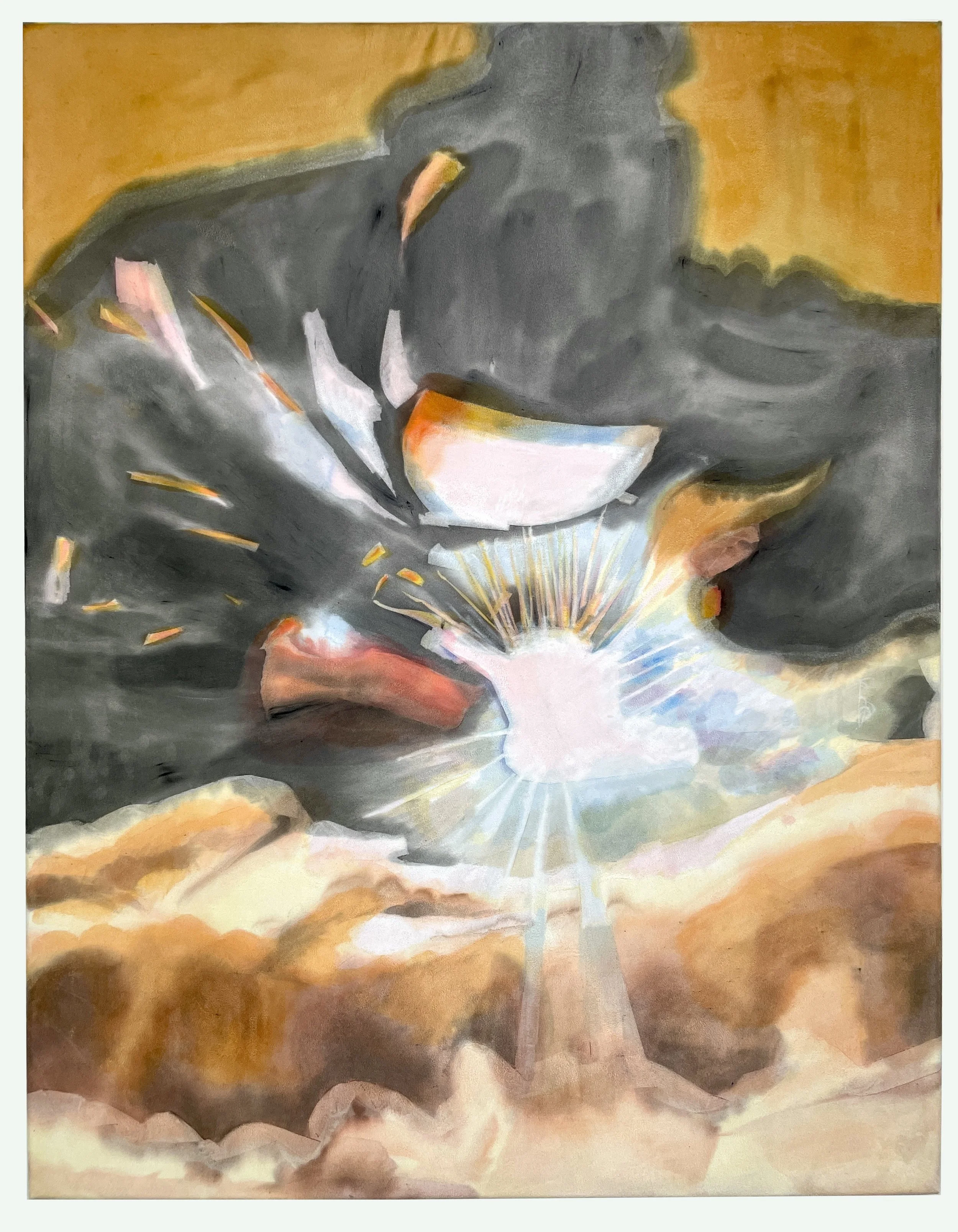 "Creation of the Universe", 2025, acrylic ink on faux suede, 90cm x 70cm