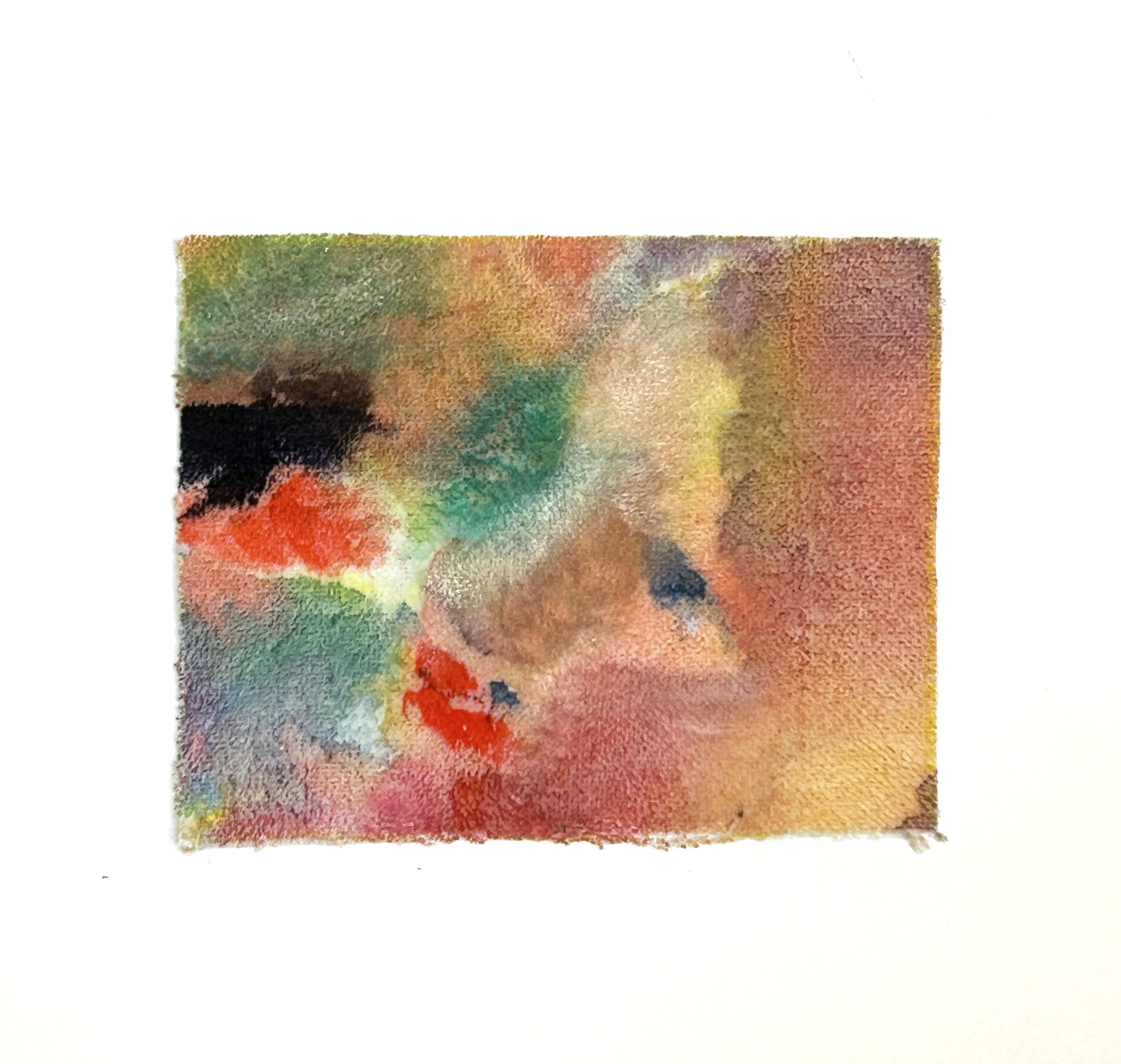 "Make Their Hands Strong", 2026, acrylic ink on cotton velvet, 7cm x 8.5cm