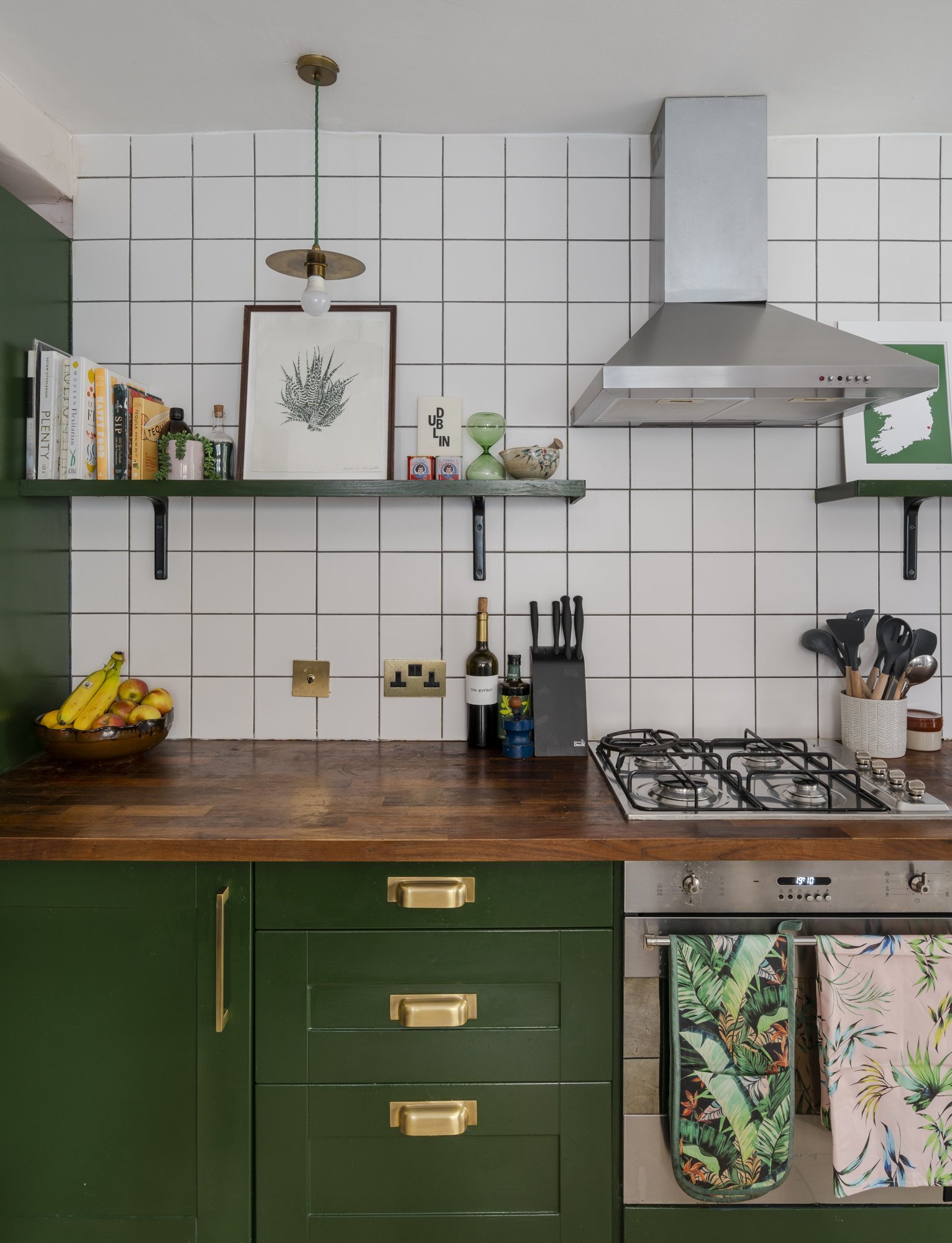 Vintage green and grid tiles are a match made in heaven