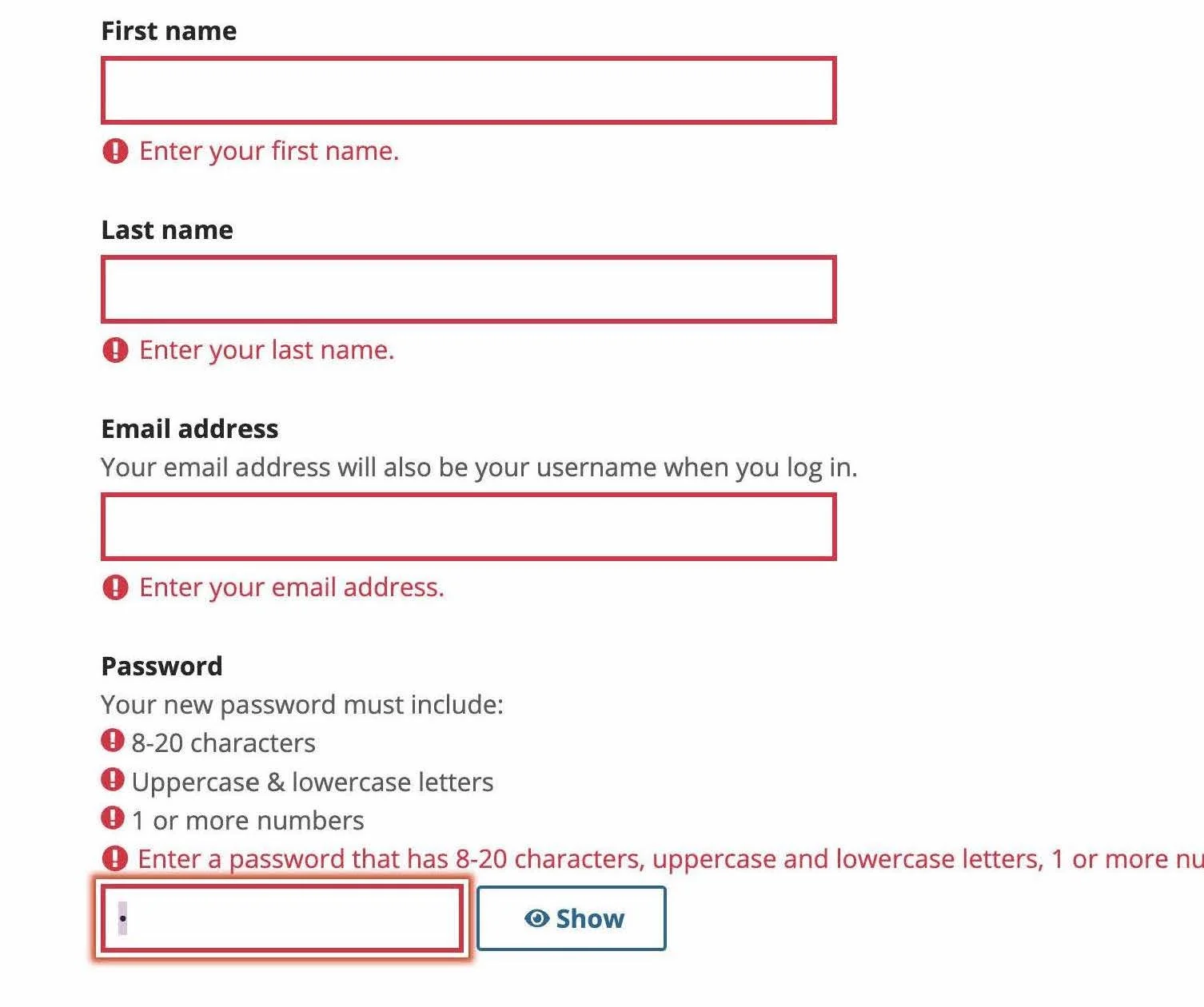 Error Validation Patterns Hailey Moore • CMS form pattern