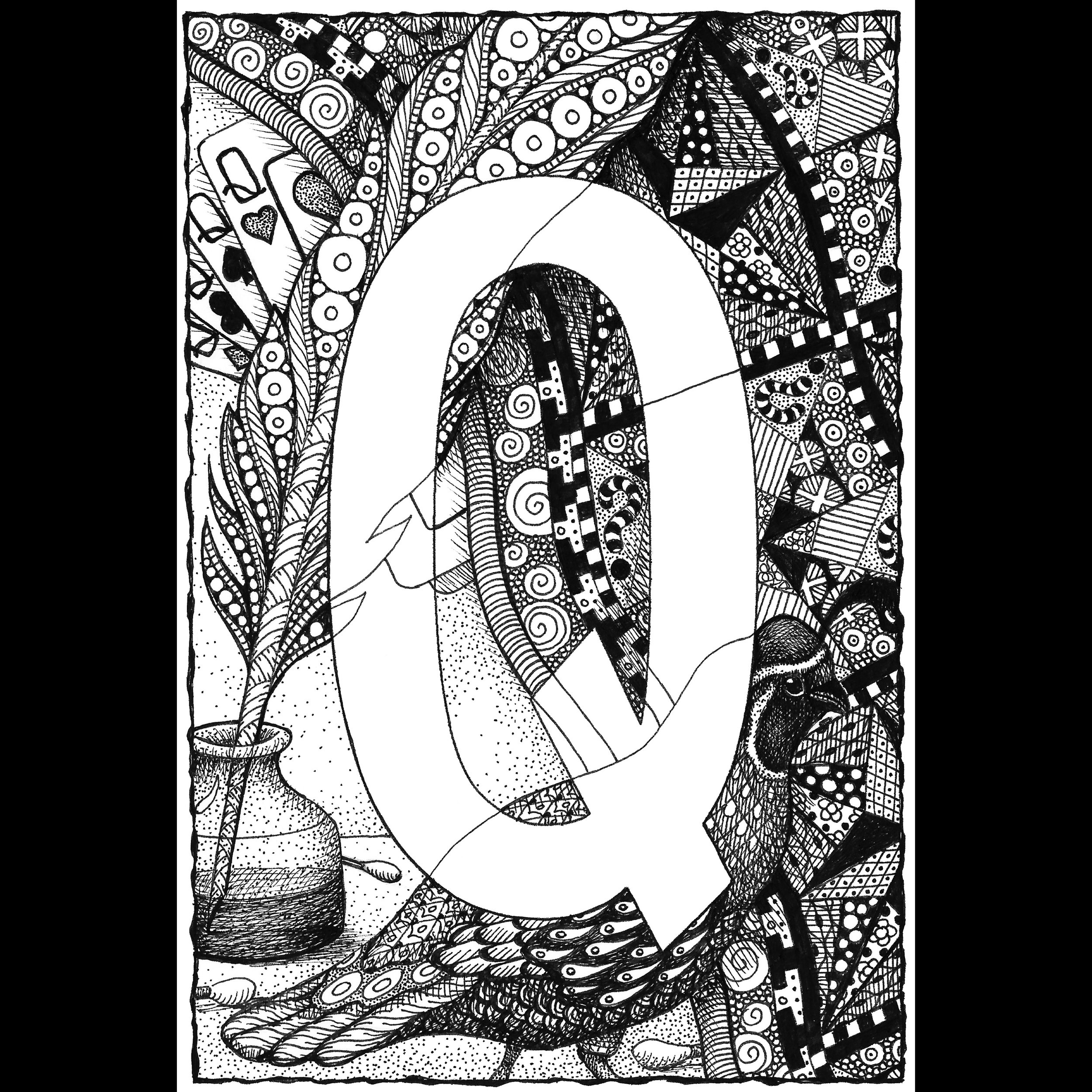 KRISTIN MOGER ART - Store- All work - alphabet letter f ink
