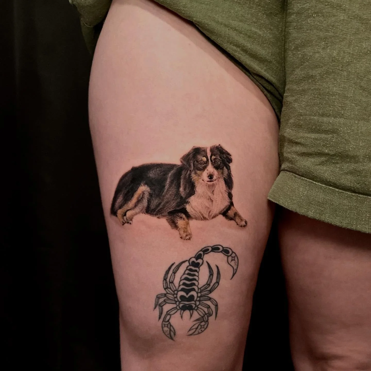 Penny the Australian Shepherd mini 🪽#easytigerslc
.
.
#slctattooartist #slctattoo #microrealism #petportrait #realism #3rl #australianshepherd #finelinetattoo