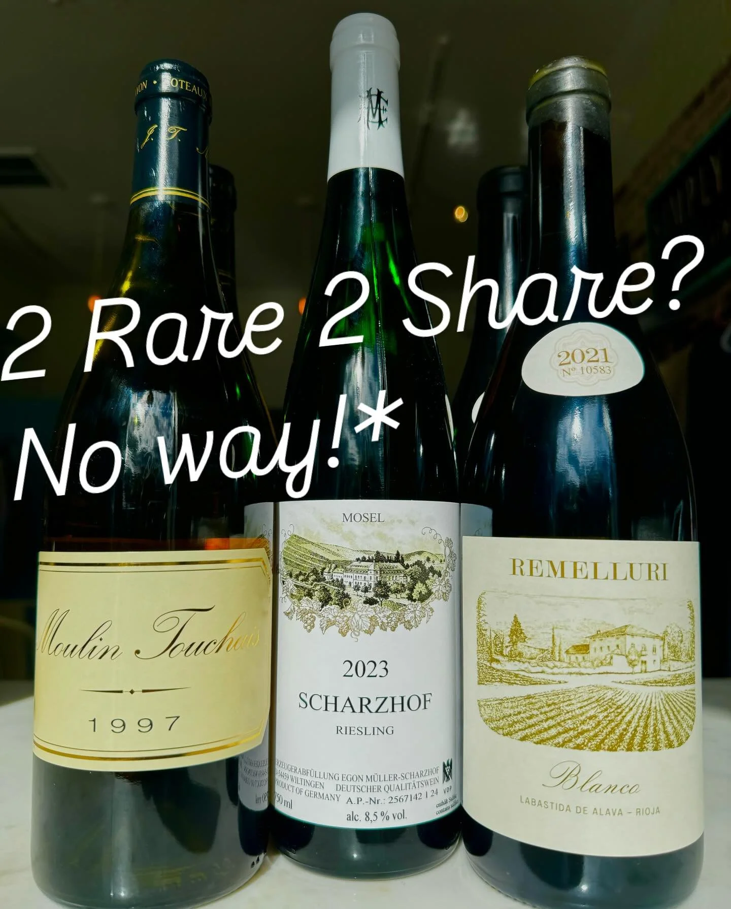 * but we did get only two each of these “rare and allocated” showstoppers. Moulin Touchais Chenin Blanc with almost three decades of off-dry wisdom, Kabinett from arguably the finest Riesling estate in the world, and the exceeding elusive