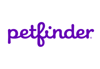 Petfinder logo in purple text on a black background