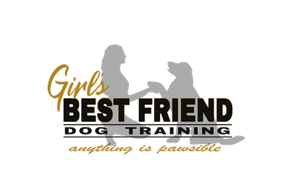 Silhouettes of two dogs, one larger and one smaller, with the text "Girls Best Friend" and "training" beneath them.