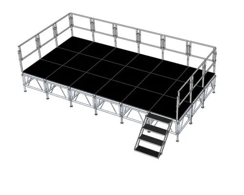 12 by 24 foot stage package deal with stair unit and safety railings