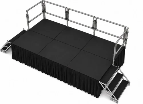 8 by 12 foot portable stage package deal with railings, steps and skirting
