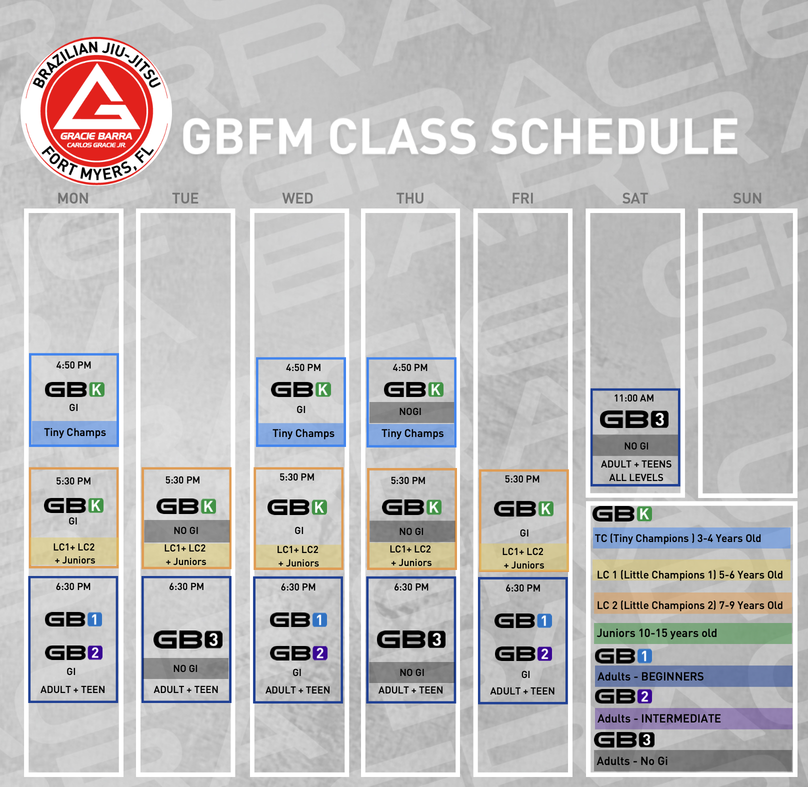 Schedule — Gracie Barra Fort Myers