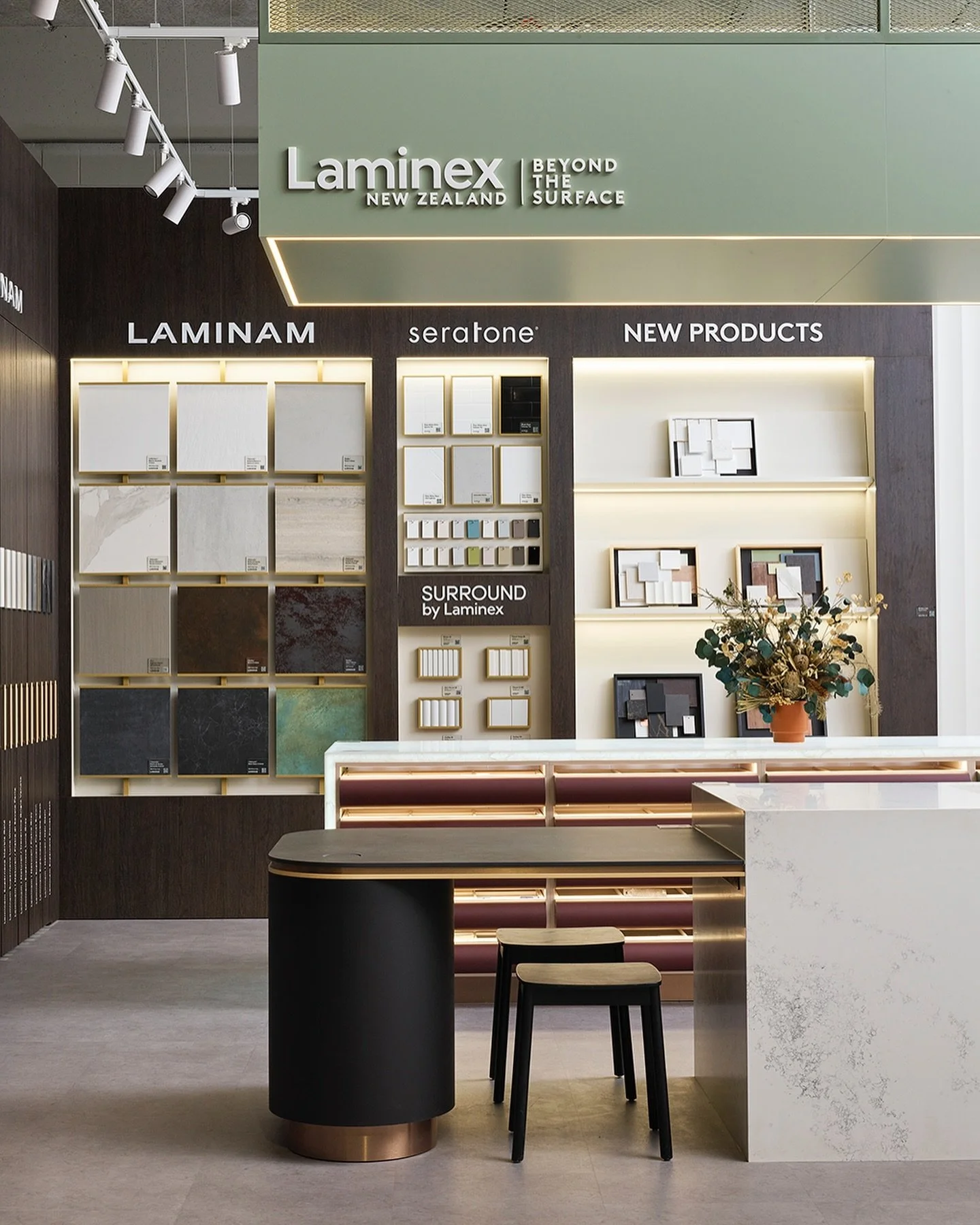 The Laminex Showroom at Residium is a true materials library. Explore all of the key Laminex brands in one place including Caesarstone, Laminam, Seratone, Formica, Surround, Melteca, HIMACS, Alucci, Laminex Woodgrains and Timber Veneer. Products are 