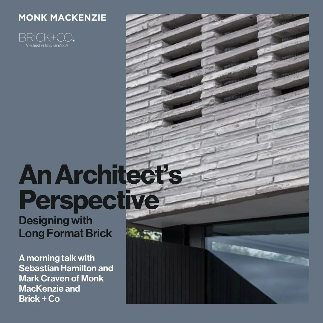 You&rsquo;re invited to join Sebastian Hamilton and Mark Craven of @monkmackenzie next week as they explore the creative potential of long-format brick, including innovative techniques like Claustra bond. 

This Friday Morning Talk hosted by @brickan