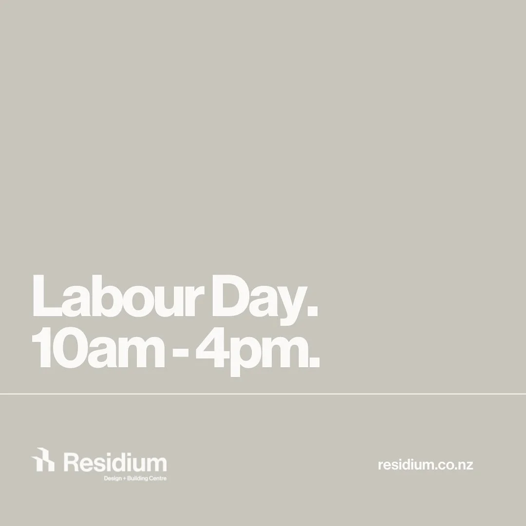 Residium is open all weekend and Monday&rsquo;s public holiday.

Today: 10 - 5
Tomorrow: 10 - 4
Monday: 10 - 4

165 The Strand, Parnell.

Free parking on Level 3 of our building ✨