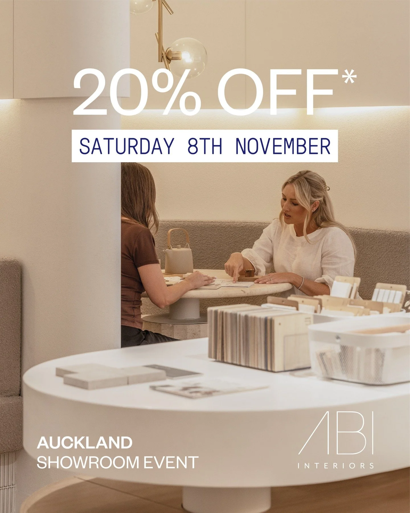 Auckland Early Access Showroom Sale
Visit ABI Interiors&rsquo; Auckland Showroom tomorrow, Saturday, 8th November for a day of exclusive savings, design inspiration, and complimentary goodie bags!

Event Details:⁠

📅 Date: Saturday, 8th November, 10