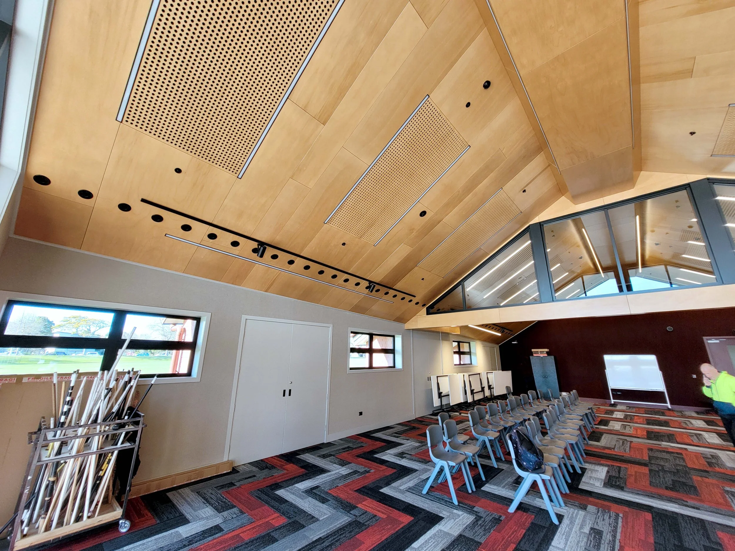 The Unico System black round vents inside Hamilton Boys School Marae