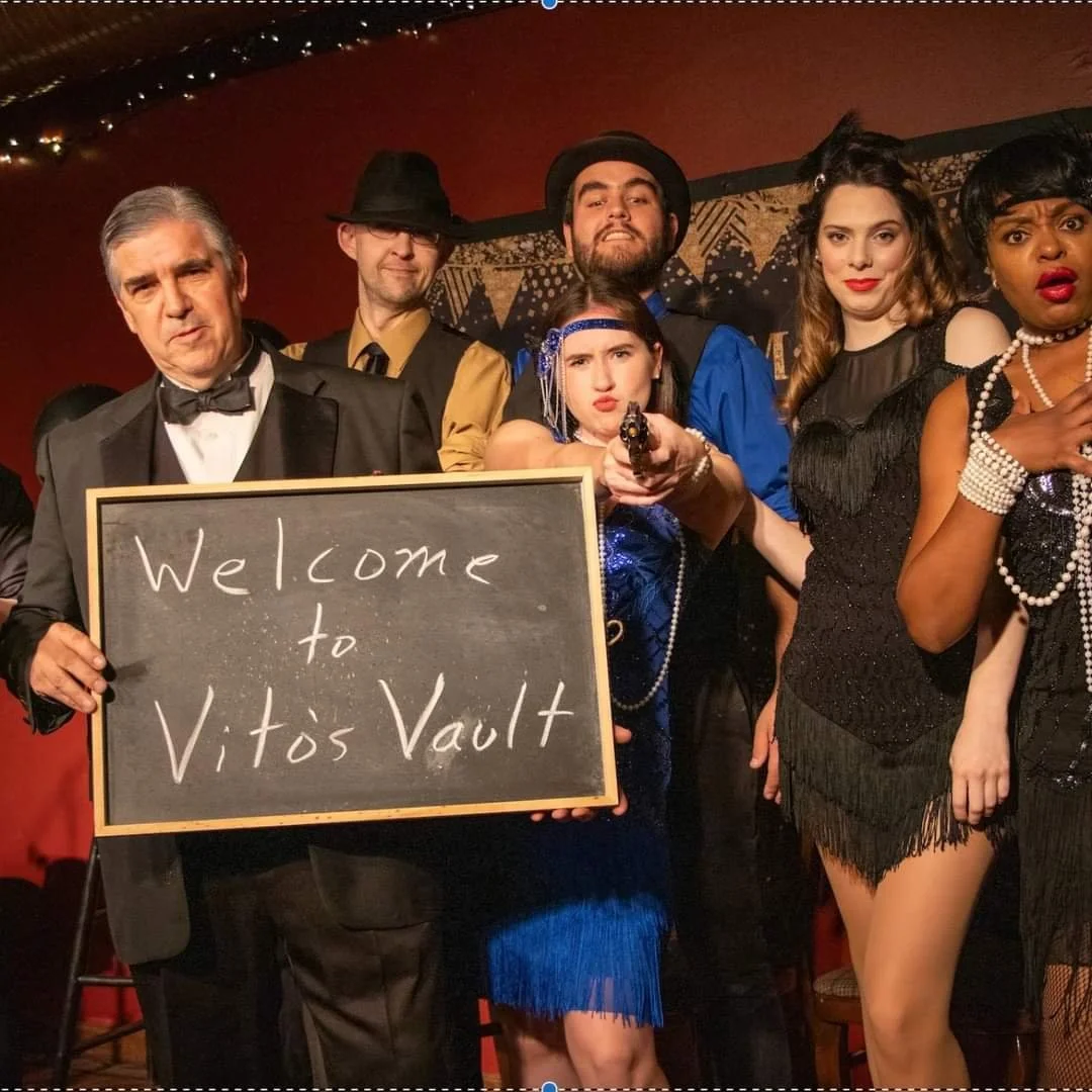 Vito's cast with chalkboard