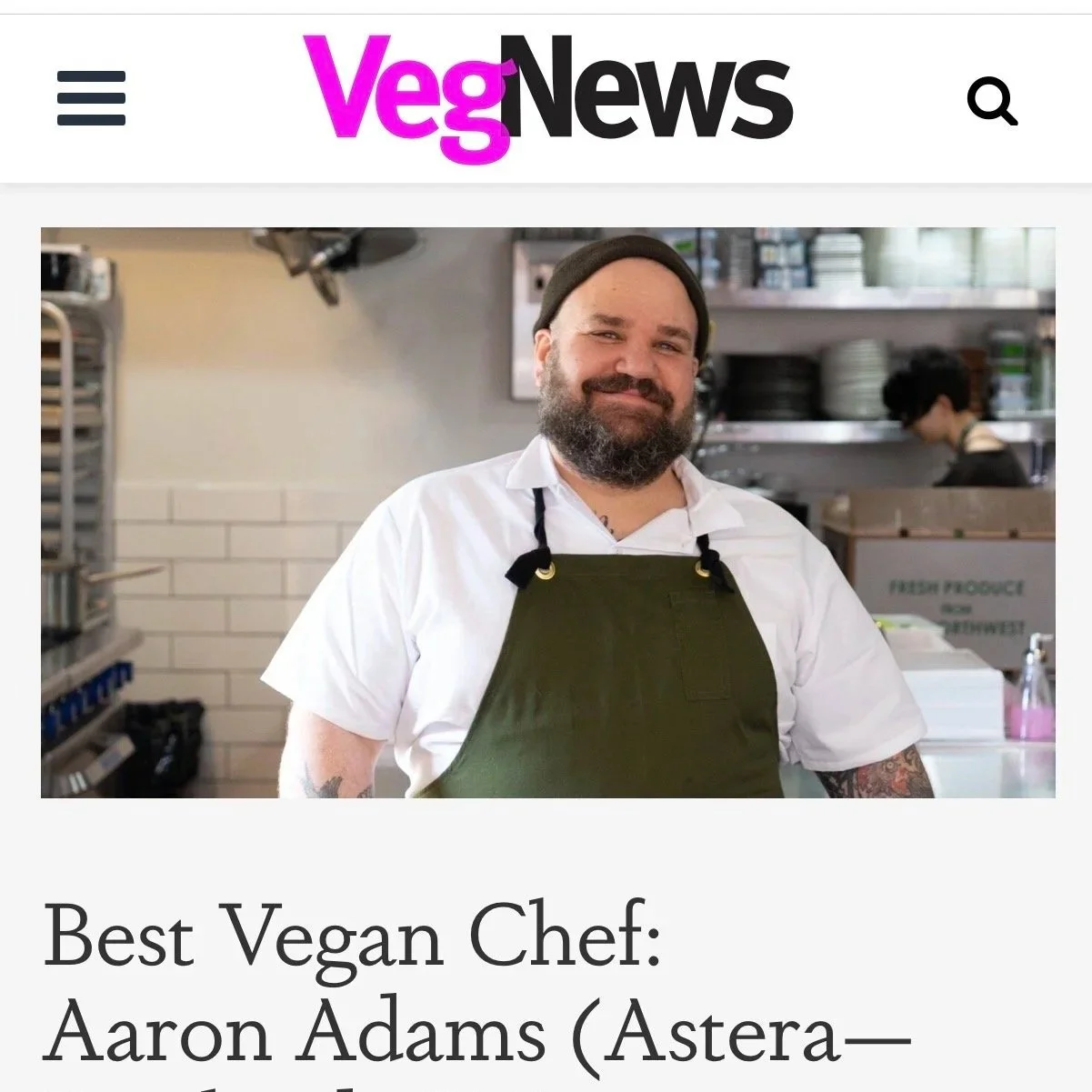 VegNews Reader’s Award. Holy Moly.