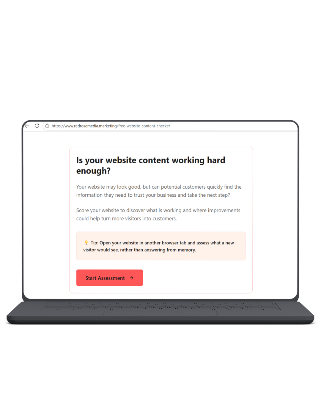 website content checker on laptop screen
