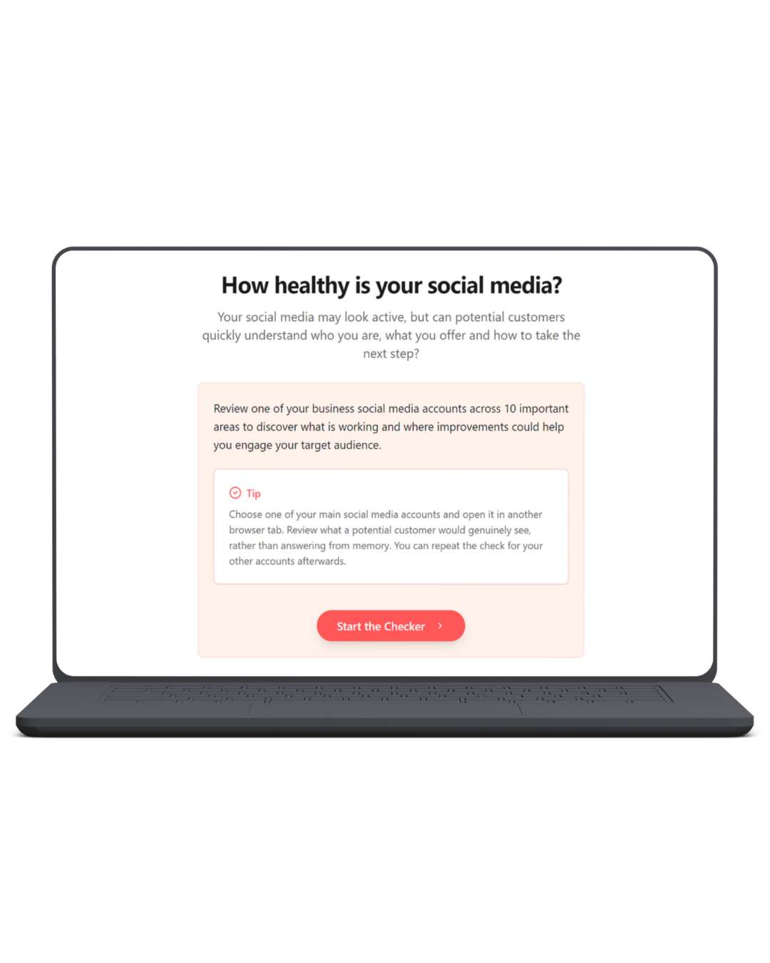social medial health checker on laptop screen