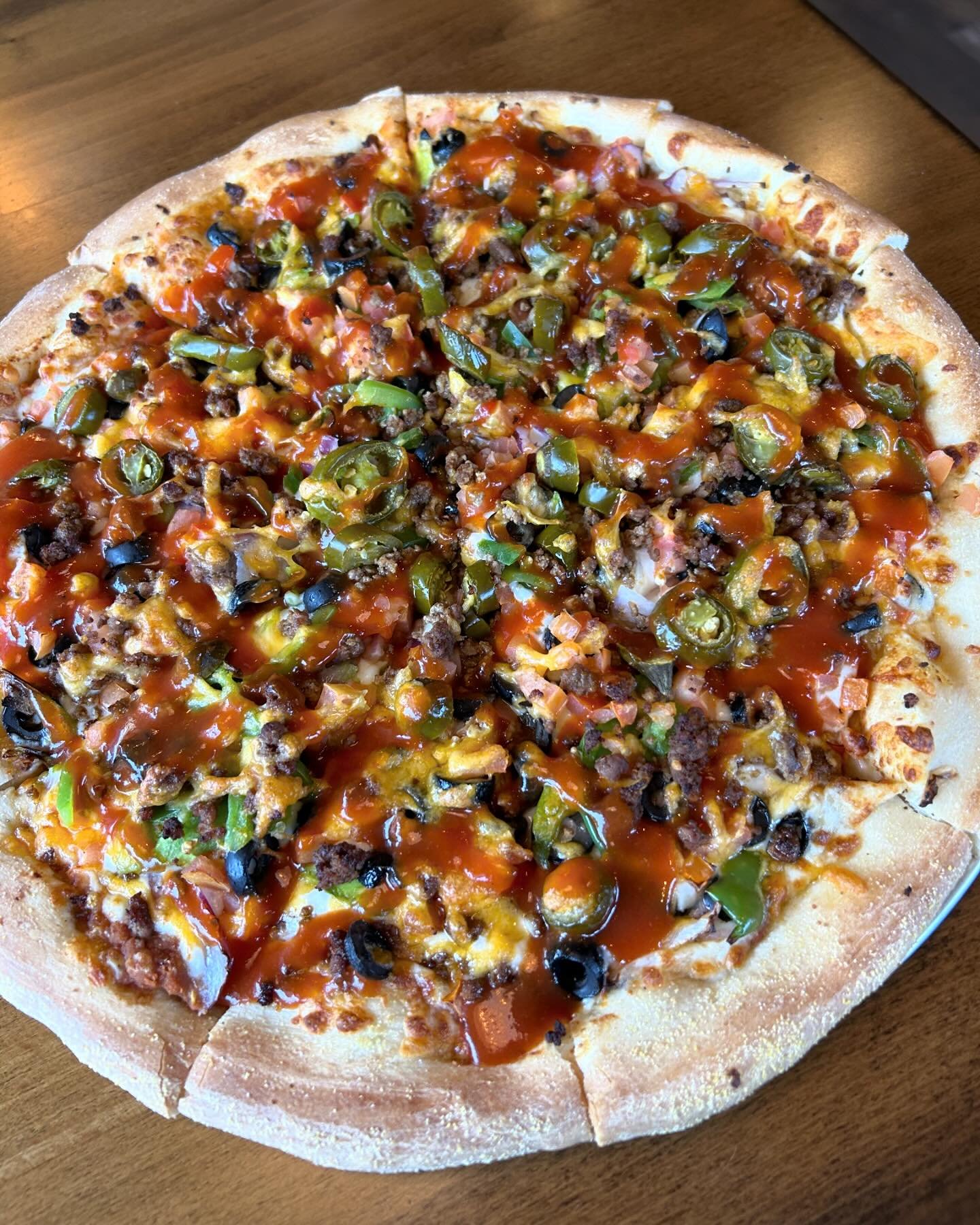 THE SANTA FE 🌵☀️ is back on our menus starting on CINCO DE MAYO !! We&rsquo;re bringing this pie out of the vault early for the special occasion and for a limited time. Our most filling pizza maybe ever with spicy refried bean sauce, cheddar cheese,