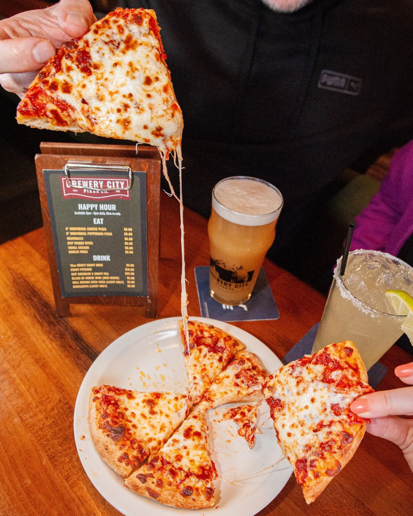 Join us for our daily happy hour from 3pm to 6pm and enjoy sweet deals on pizza, select appetizers, beer, and wine 🍕🍻⁠
⁠
We&rsquo;ll have the ball game on at all locations for your viewing pleasure. Go Mariners! 💙💚⚾